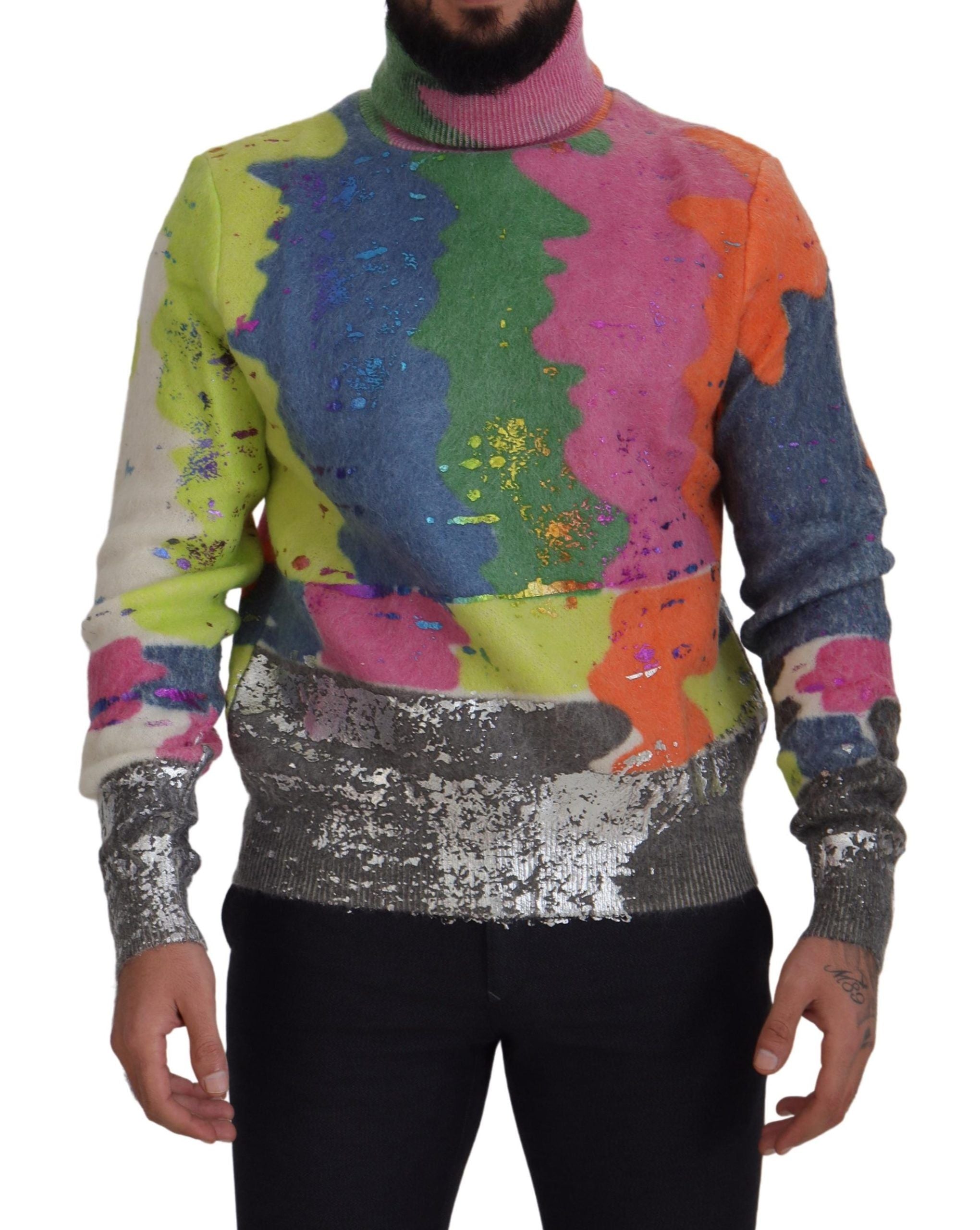 Dolce & Gabbana Multicolor Rollkragenpullover Mohair Pullover-1