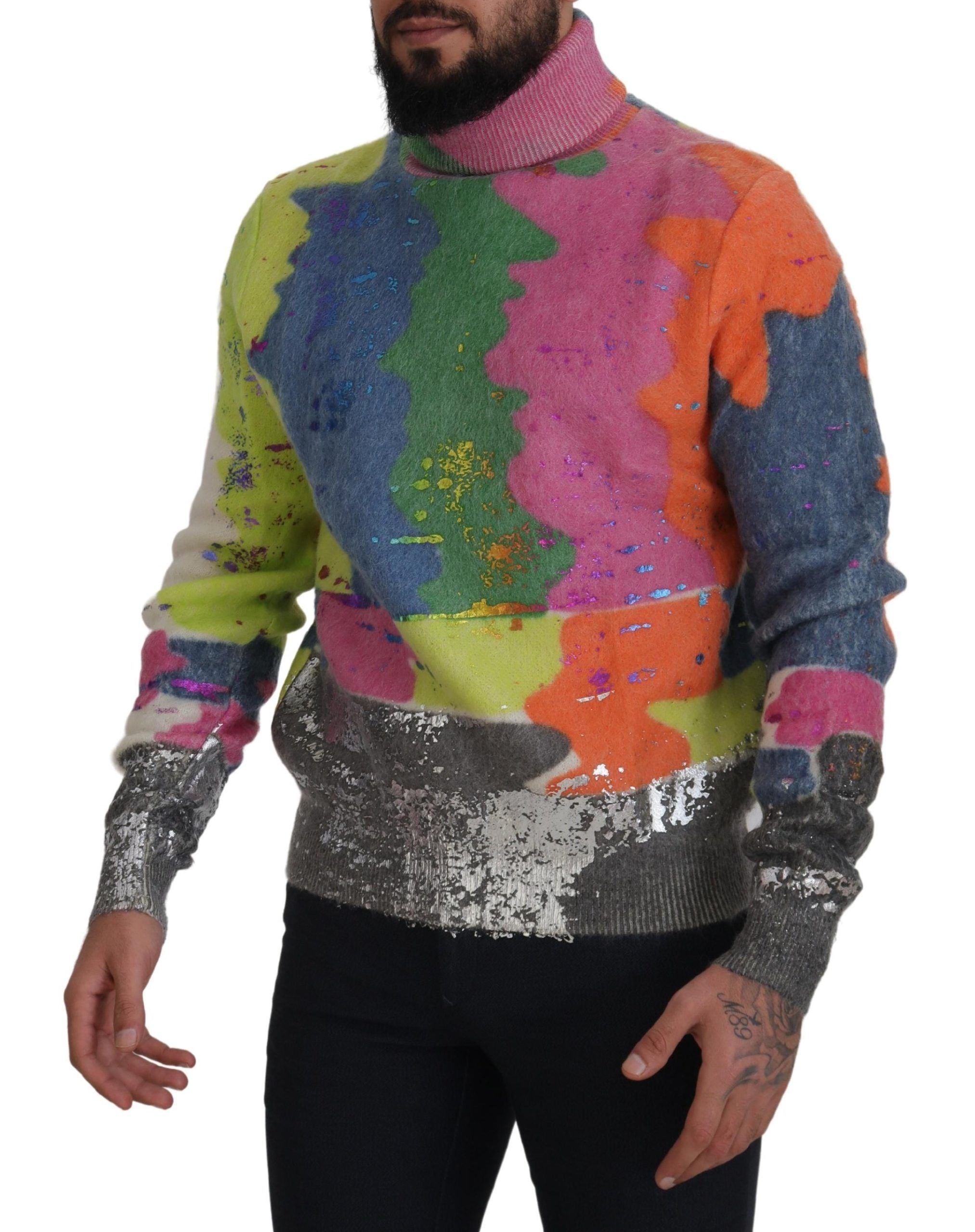 Dolce & Gabbana Multicolor Rollkragenpullover Mohair Pullover-5