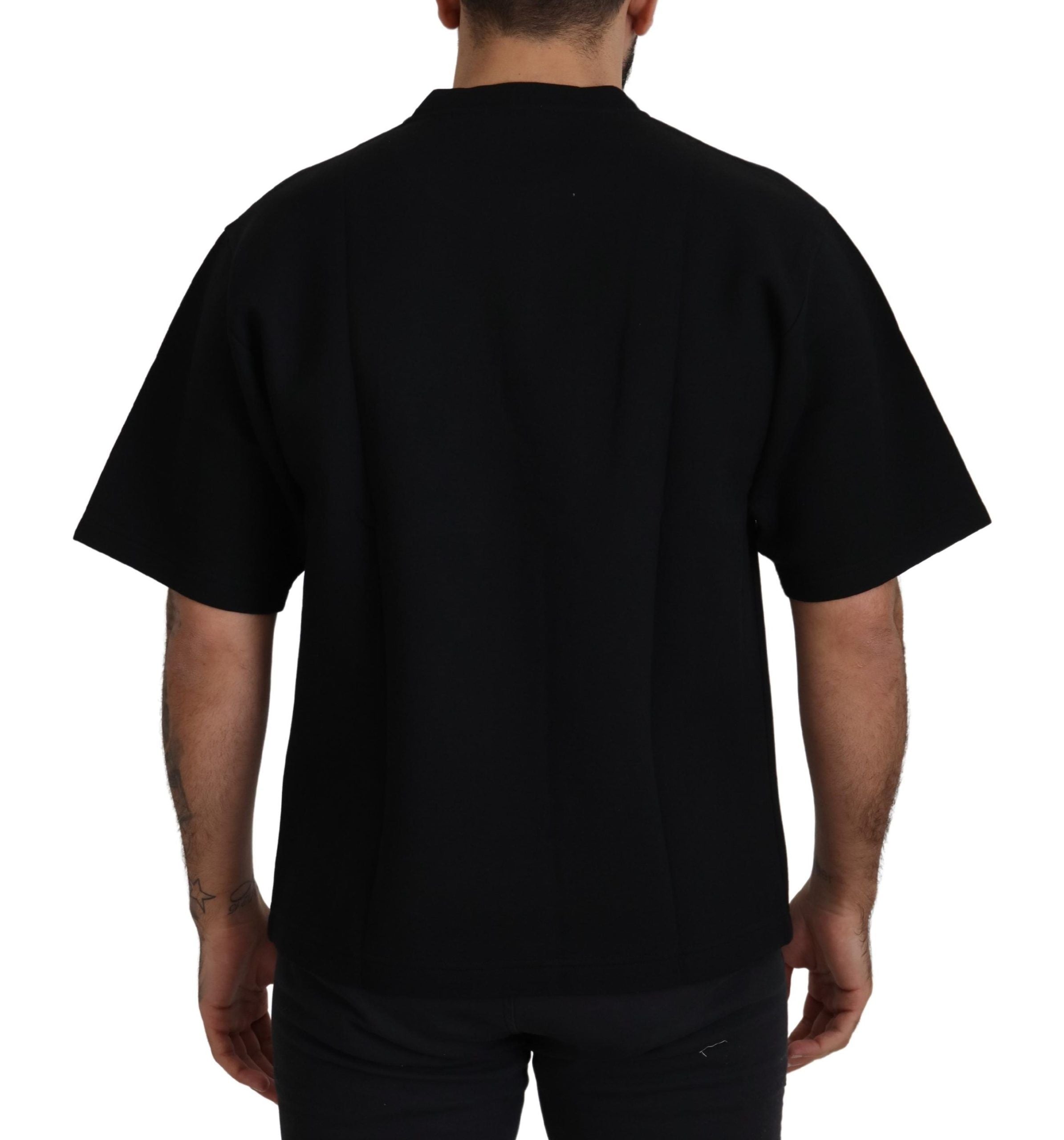 Dolce & Gabbana Black Logo T-Shirt in Cotton with Round Neck-2