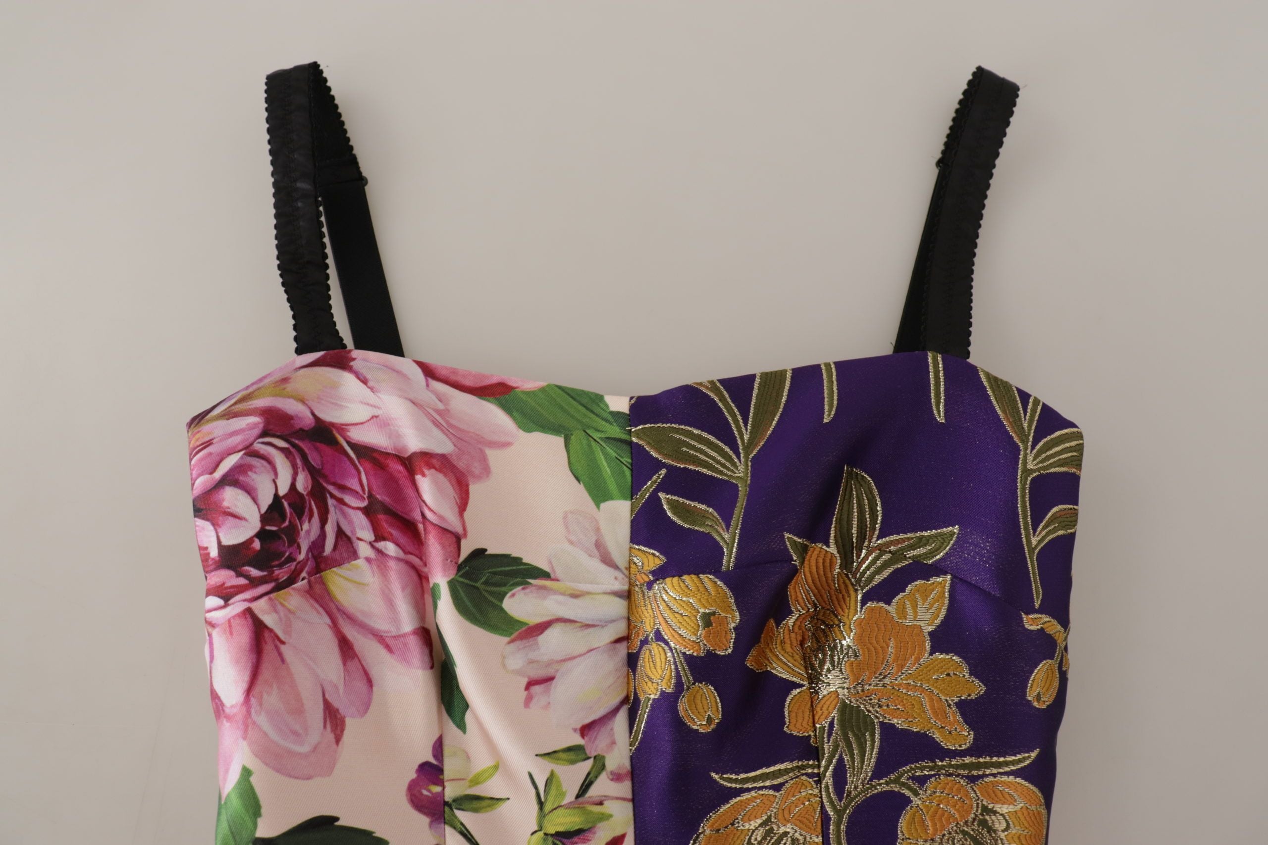 Dolce & Gabbana Dress Midi Patchwork Floral Jaquard Silk-5
