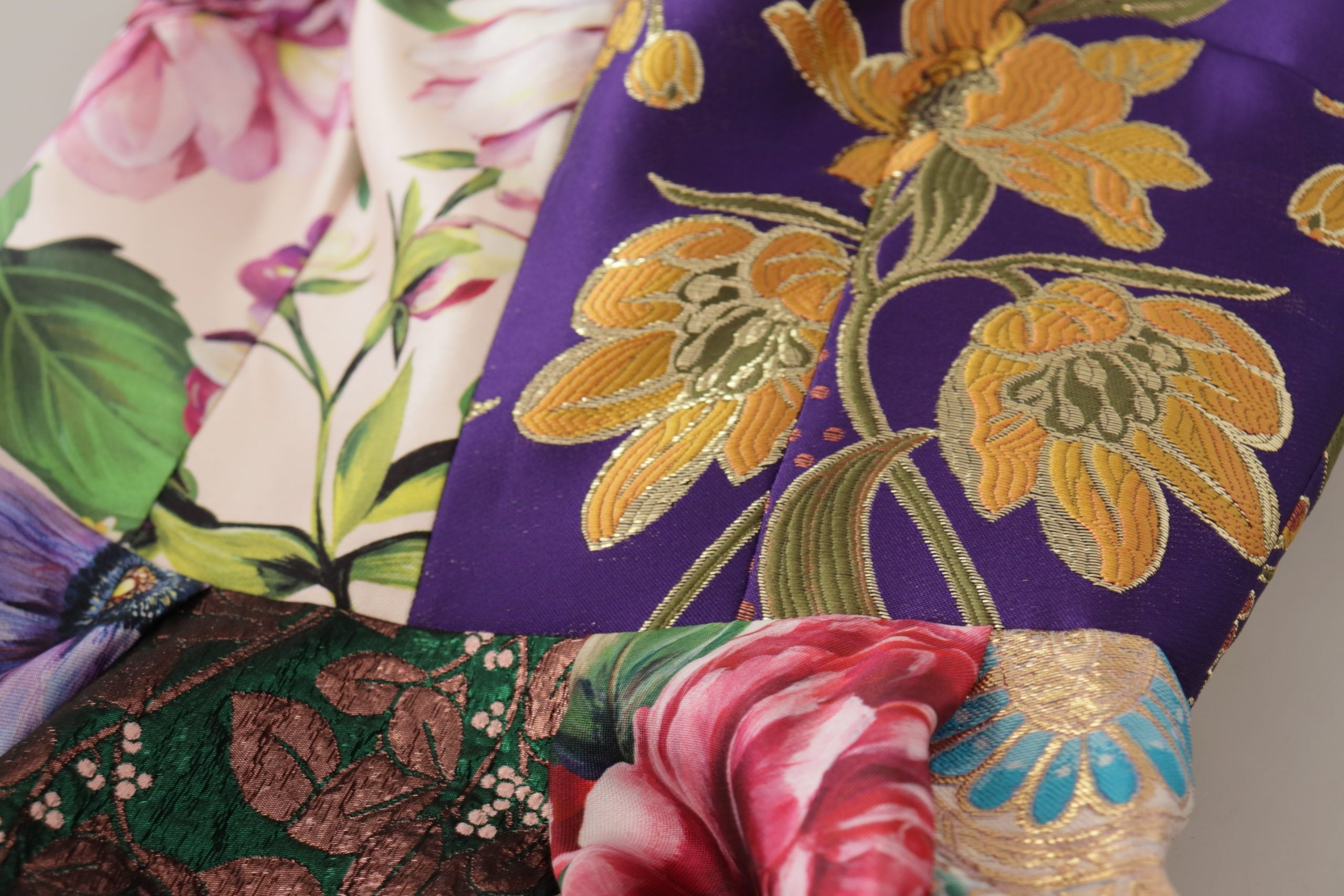 Dolce & Gabbana Dress Midi Patchwork Floral Jaquard Silk-6