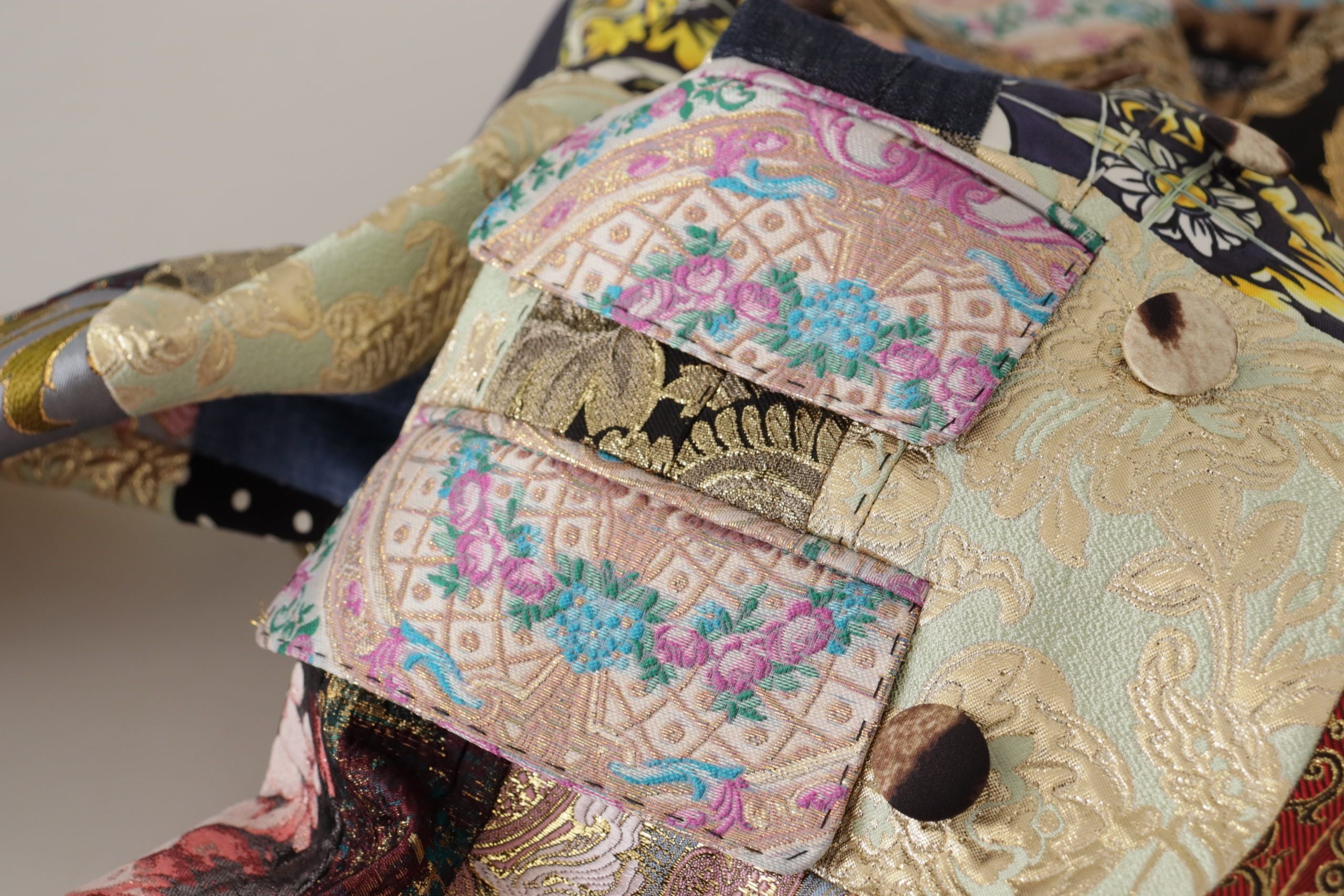 Dolce & Gabbana Multicolored Double-Breasted Jacquard Patchwork Blazer Jacket-8