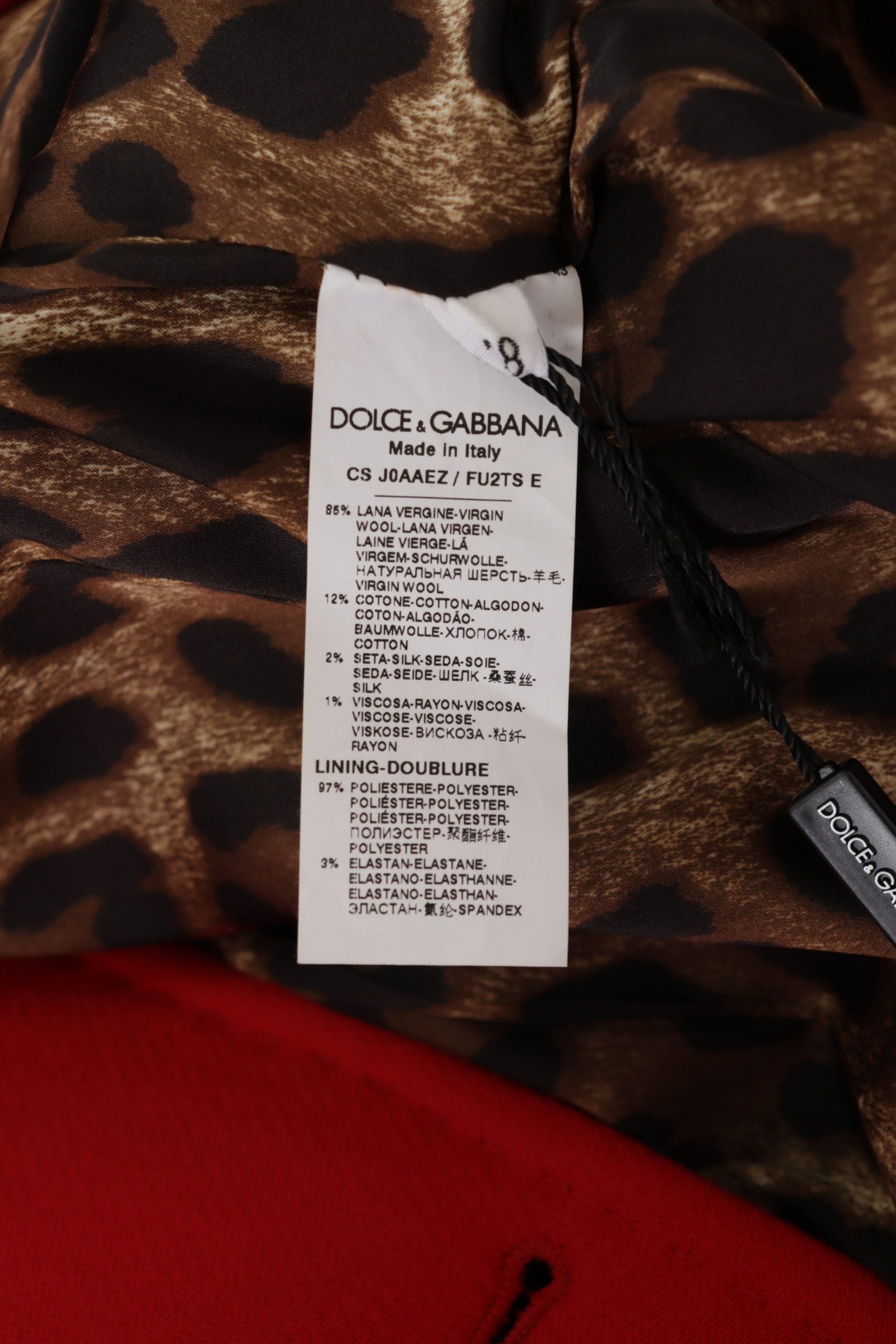 Dolce & Gabbana wool trench coat jacket with red leopard print-6