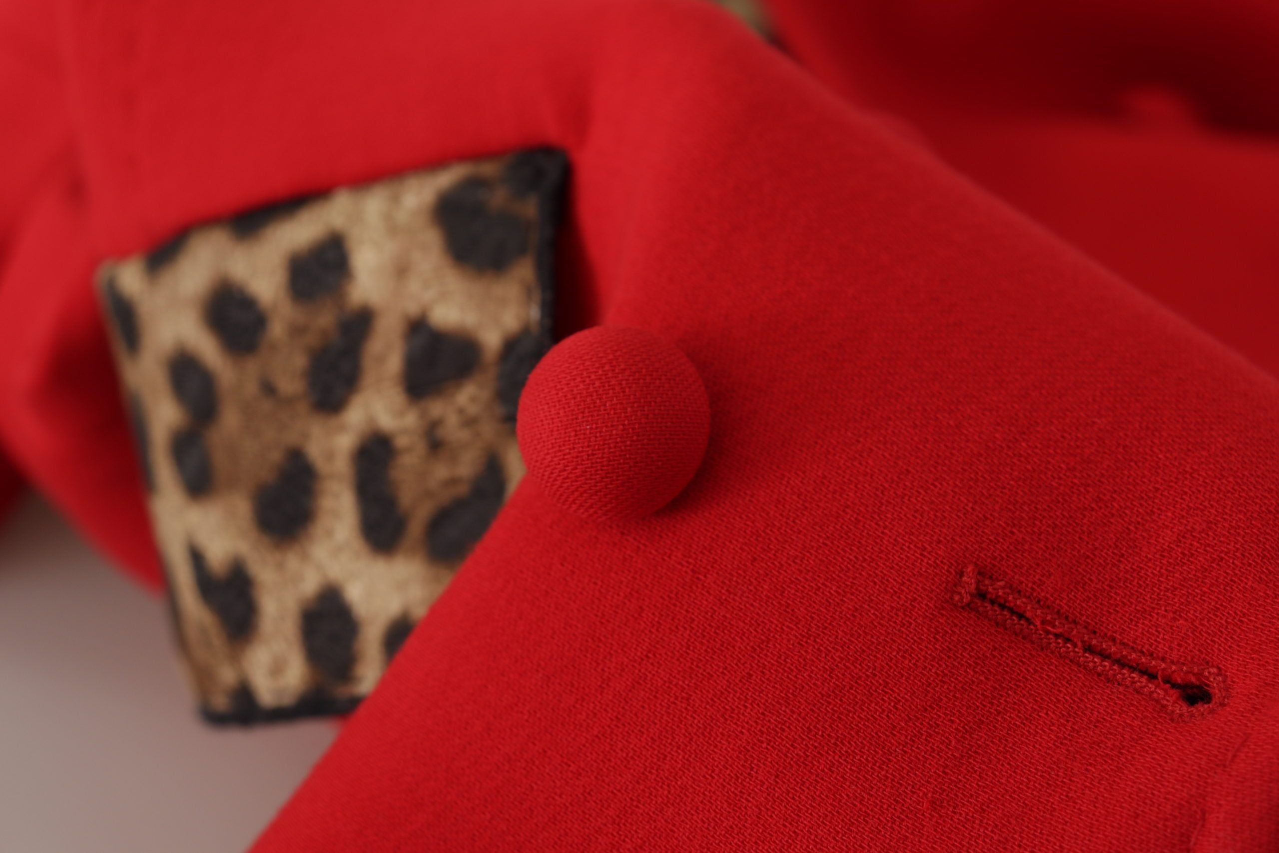 Dolce & Gabbana wool trench coat jacket with red leopard print-7