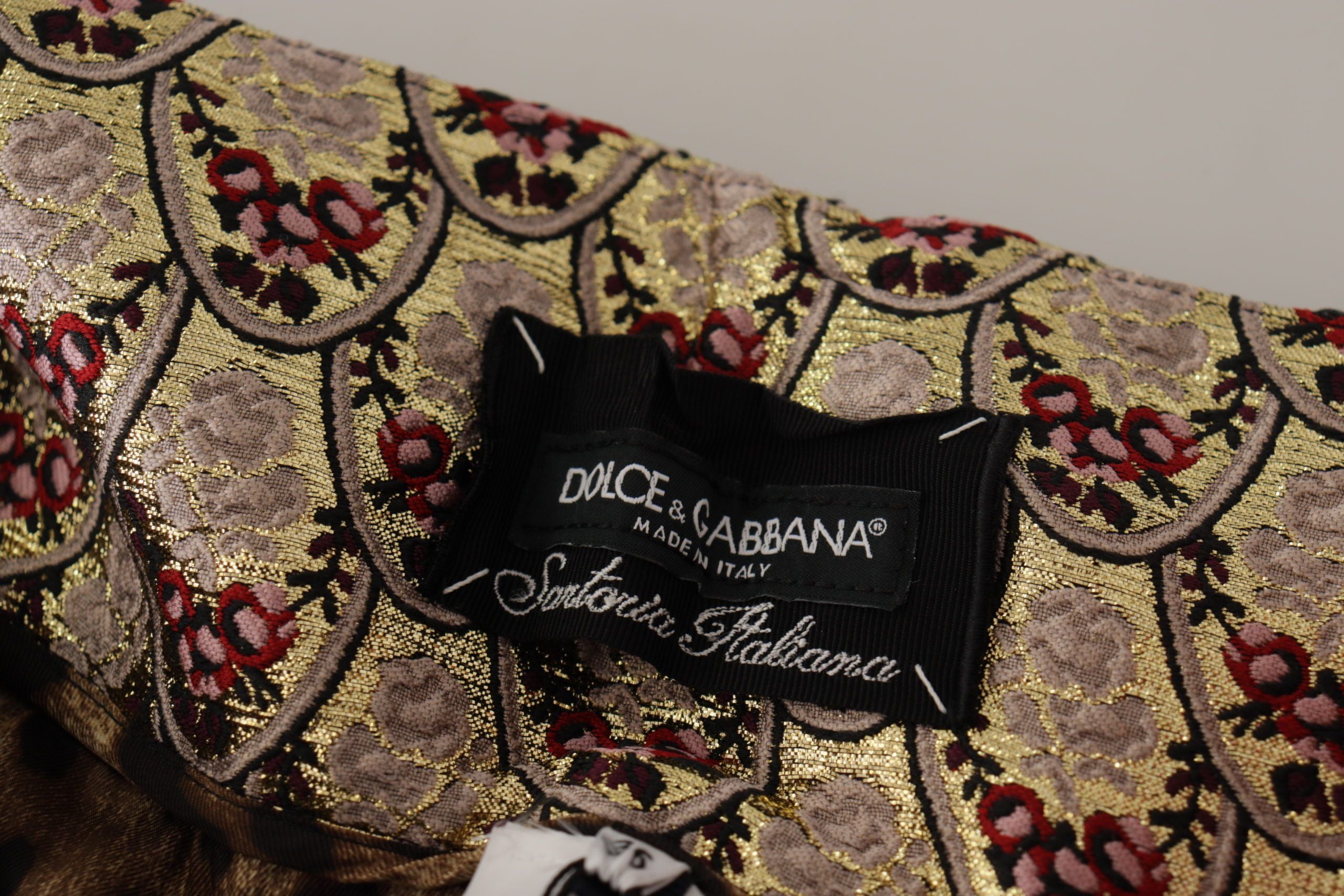 Dolce & Gabbana Brown Leopard and Gold Jacquard High-Waisted Trousers-6