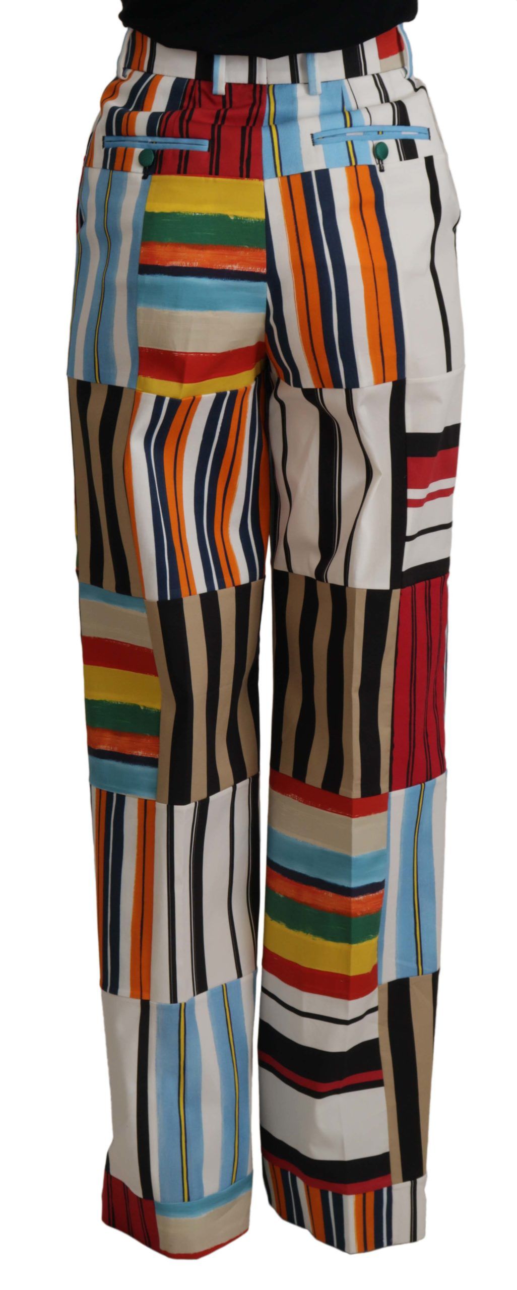 Dolce & Gabbana Multicolor striped high-waisted cotton trousers-2