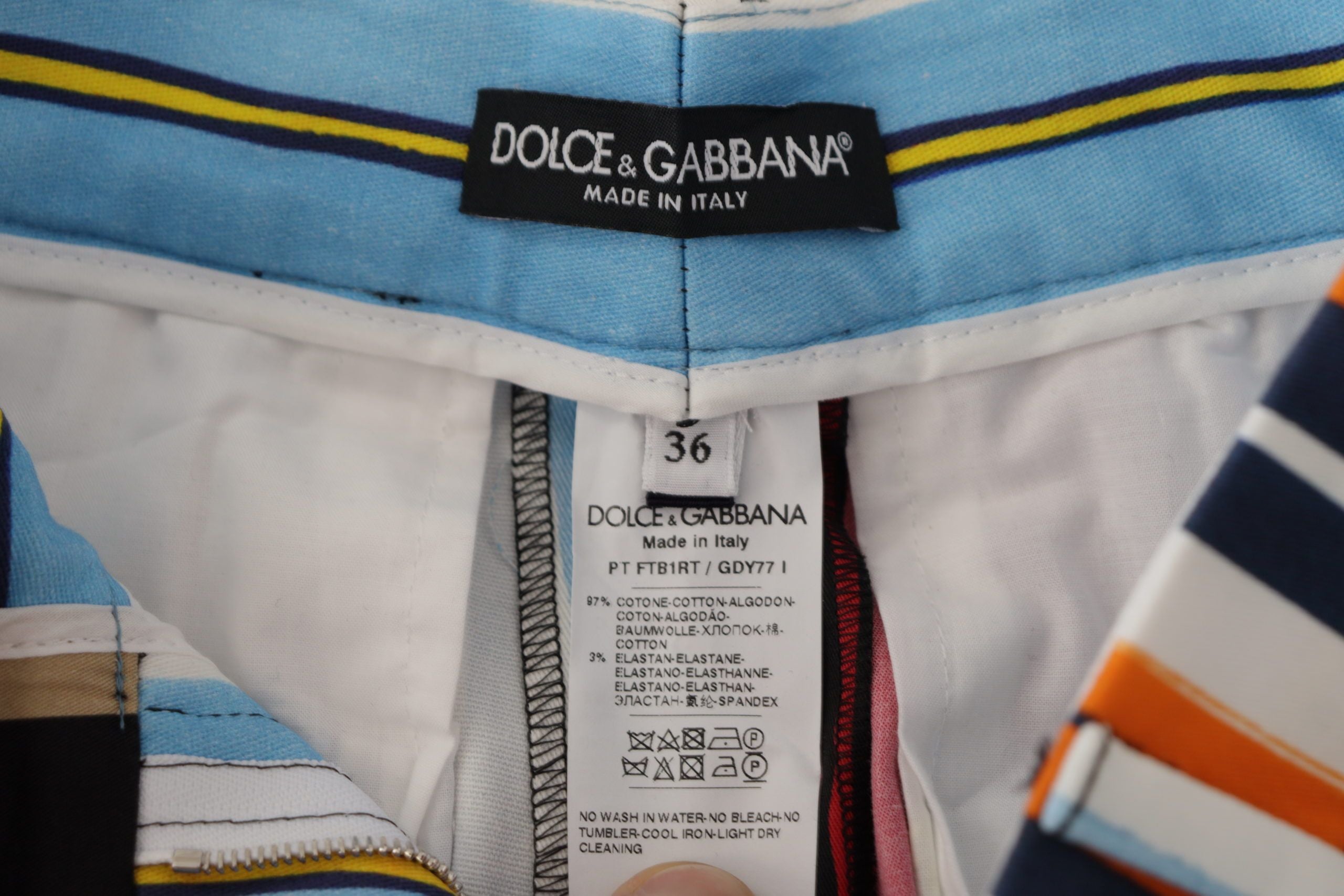 Dolce & Gabbana Multicolor striped high-waisted cotton trousers-8