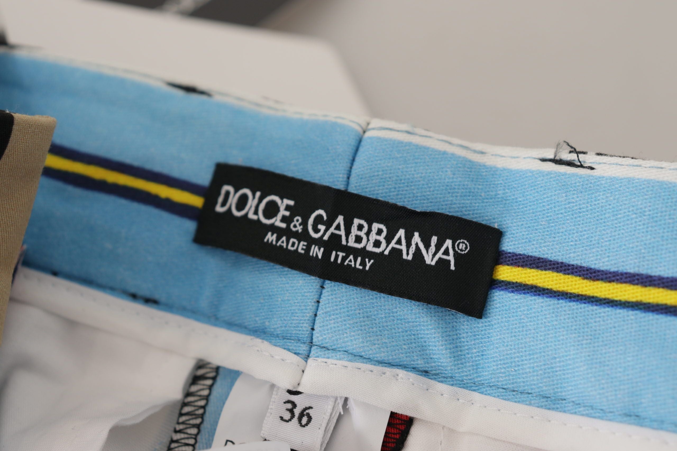 Dolce & Gabbana Multicolor striped high-waisted cotton trousers-7