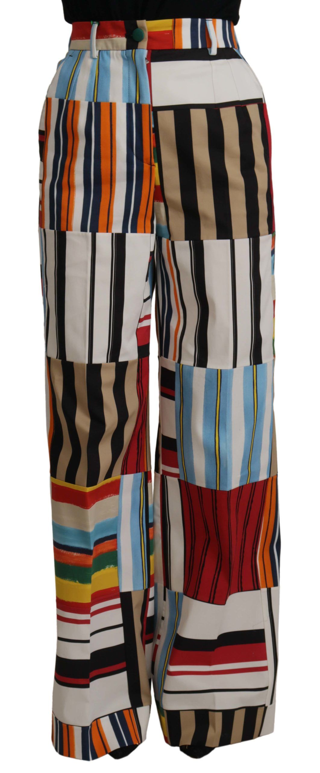 Dolce & Gabbana Multicolor striped high-waisted cotton trousers