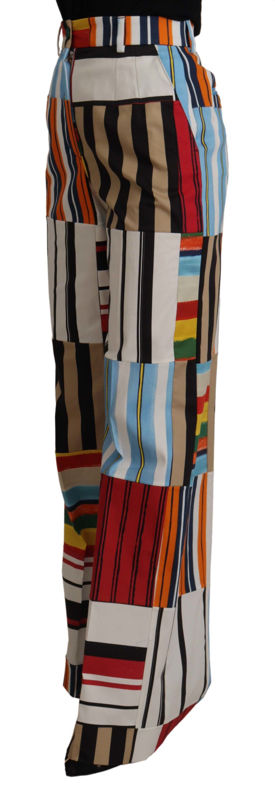 Dolce & Gabbana Multicolor striped high-waisted cotton trousers-3