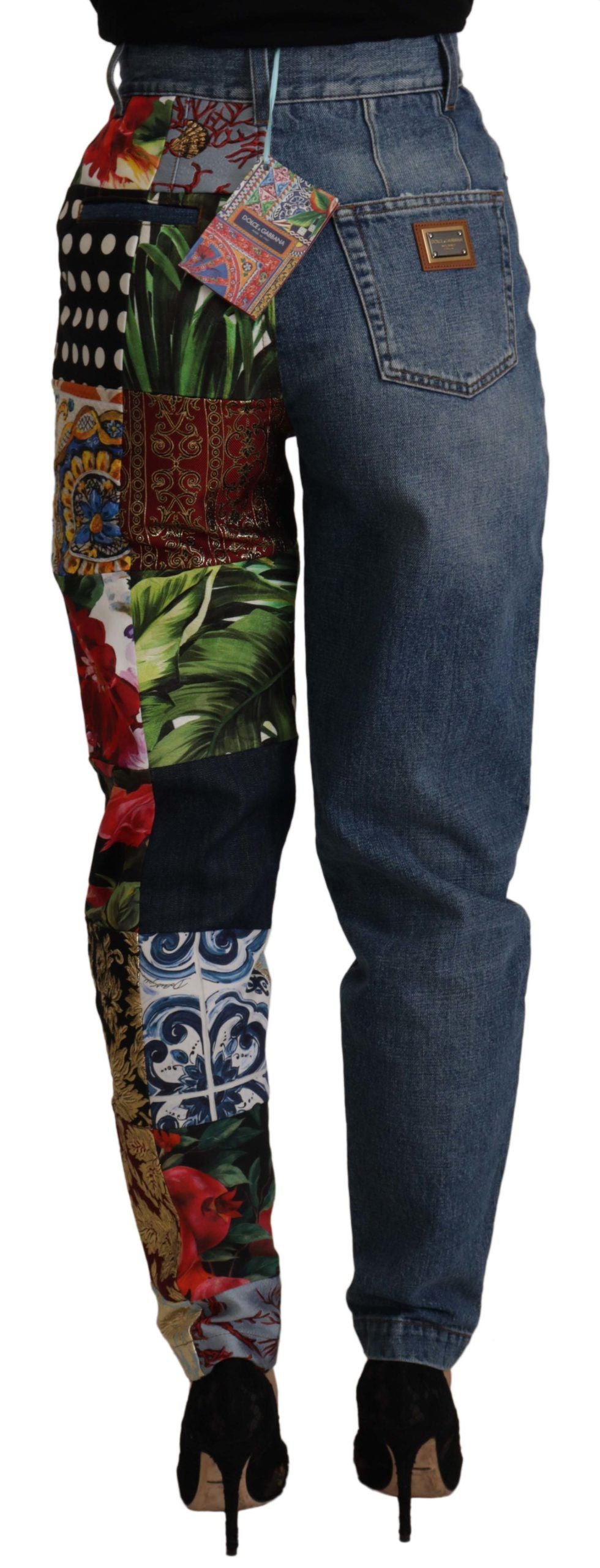 Dolce & Gabbana Blaue Jeans Jacquard Majolika Hose mit hoher Taille-2