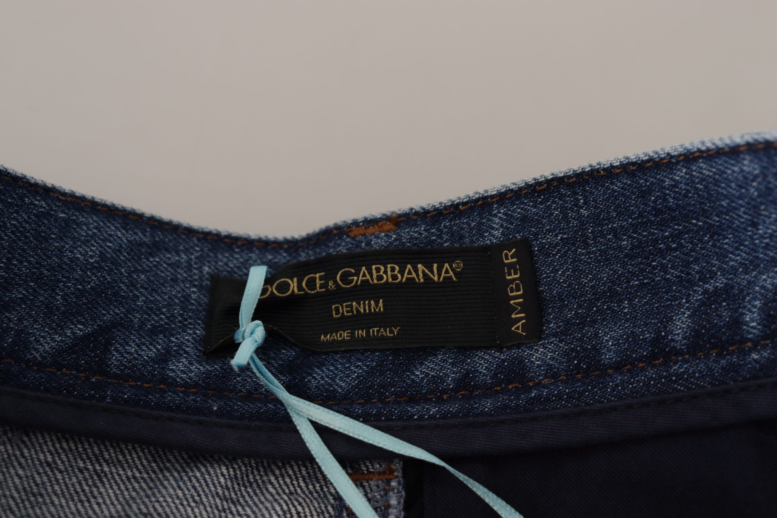 Dolce & Gabbana Blaue Jeans Jacquard Majolika Hose mit hoher Taille-4
