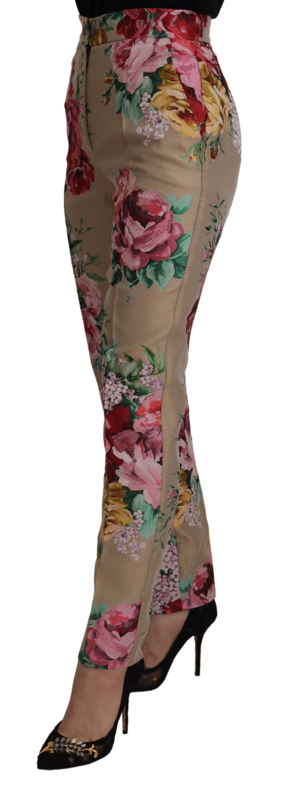 Dolce & Gabbana beige floral dress, formal high-waisted trousers-3