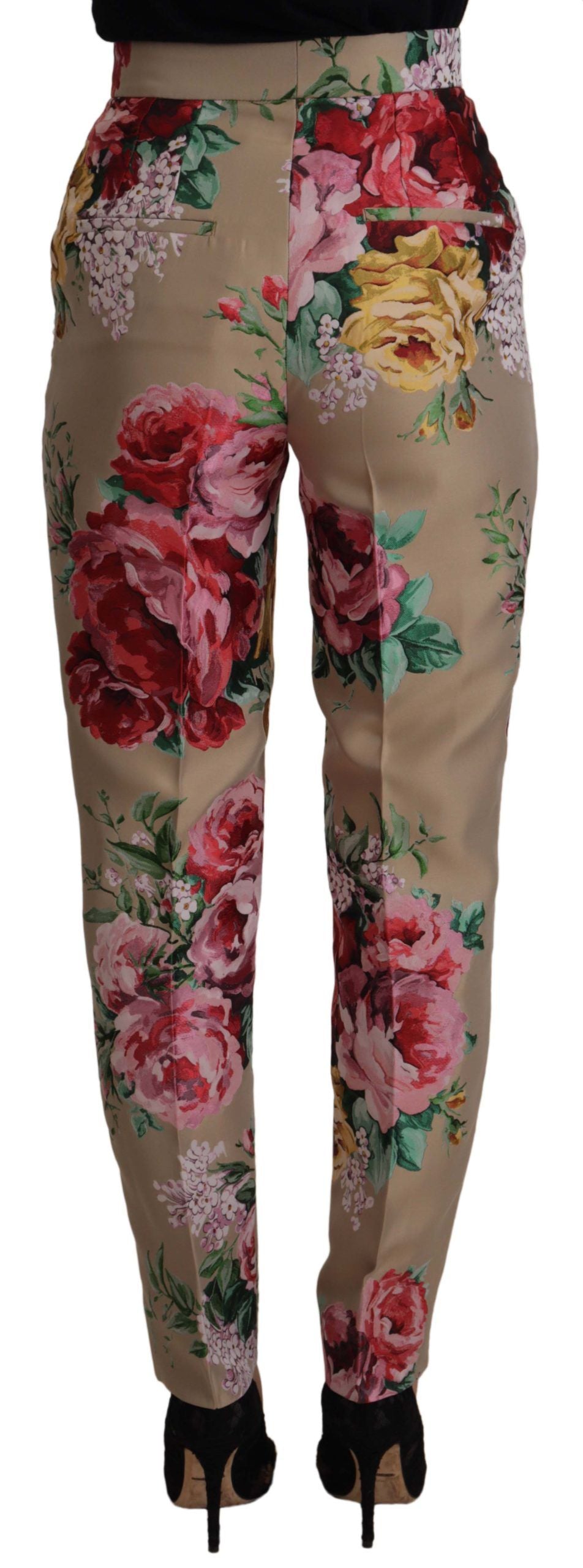 Dolce & Gabbana beige floral dress, formal high-waisted trousers-2