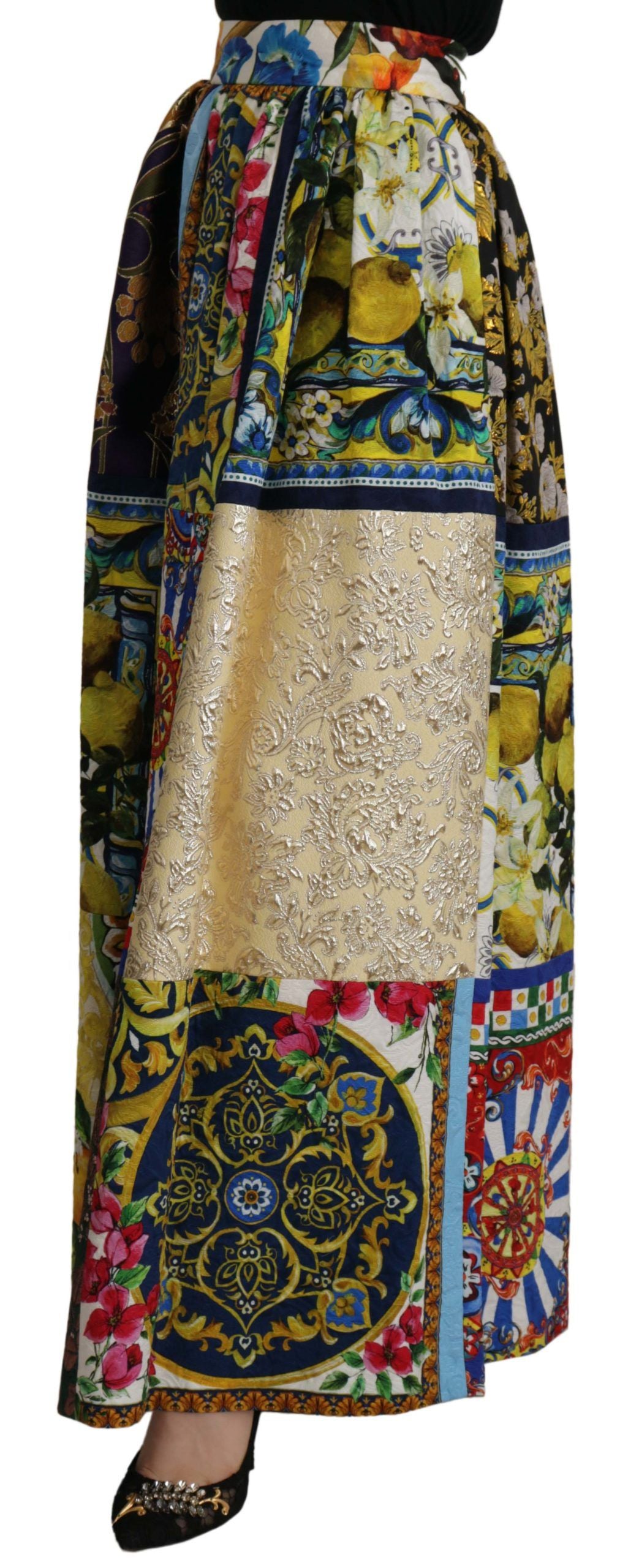 Dolce & Gabbana Multicolor Patchwork Sicily Long Maxi Skirt-3