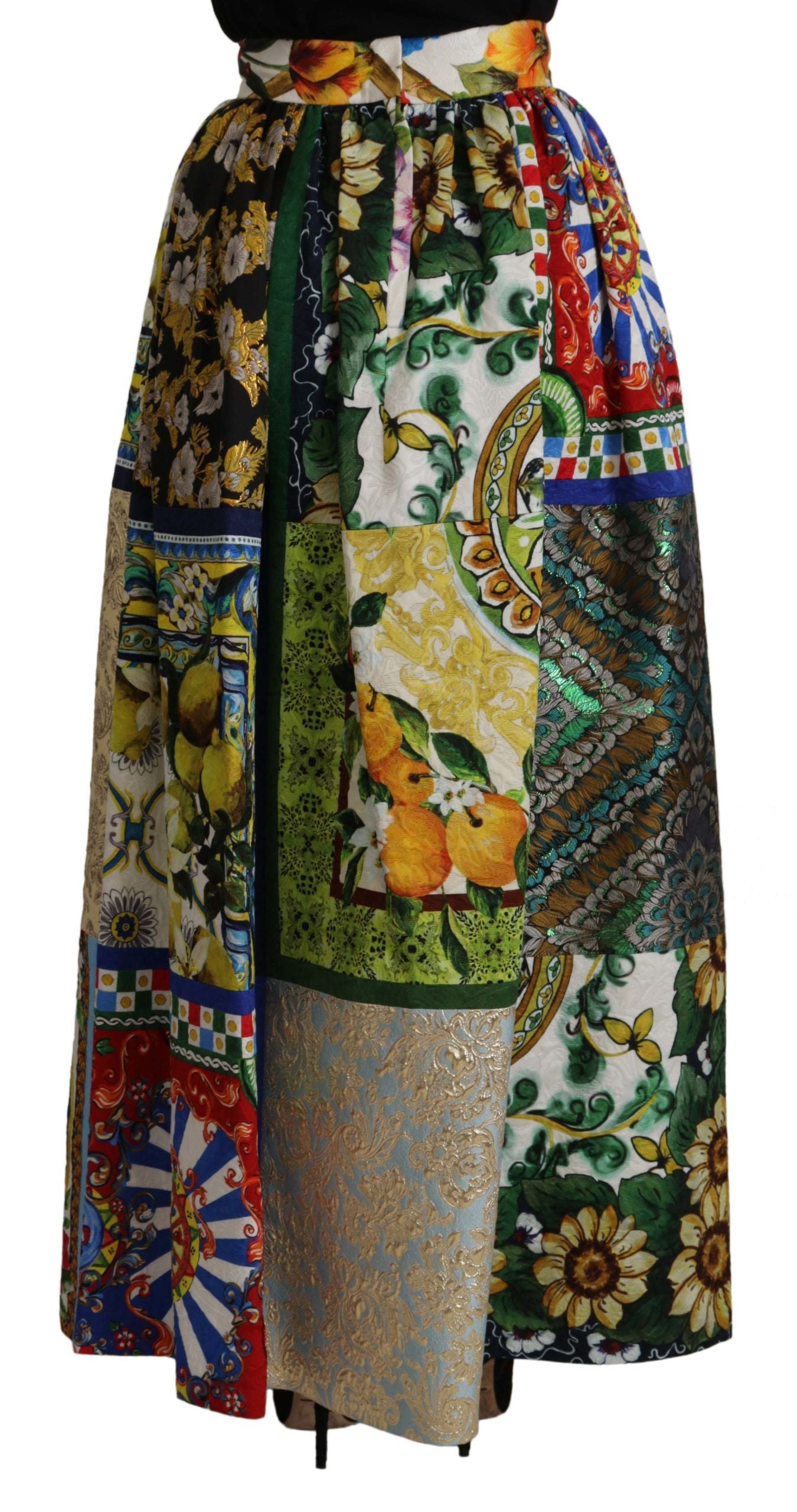Dolce & Gabbana Multicolor Patchwork Sicily Long Maxi Skirt-2