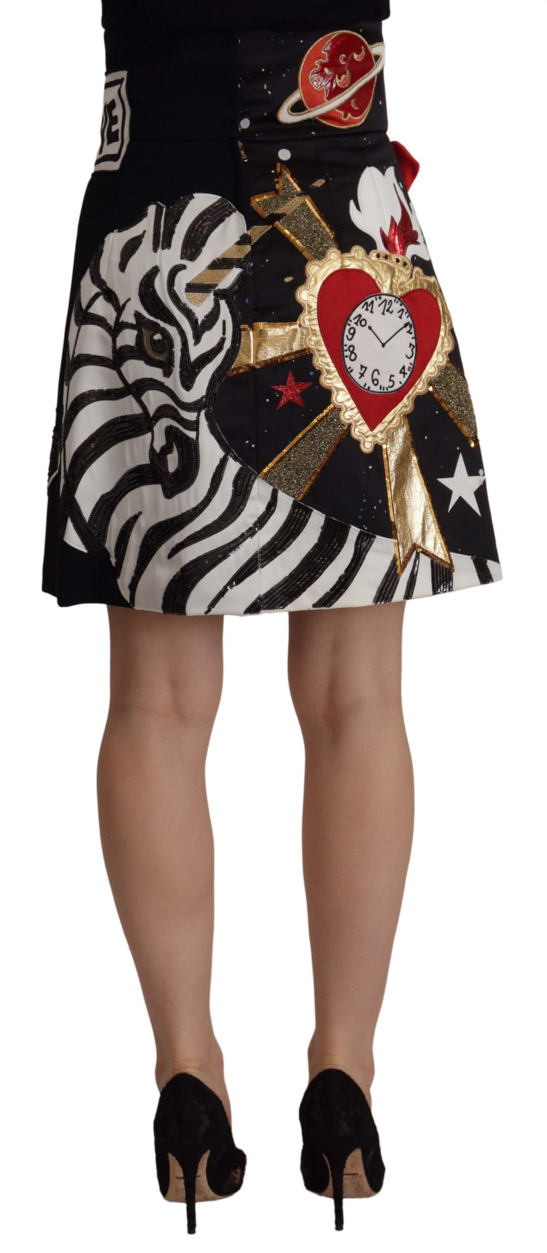 Dolce & Gabbana Black Love Watch Sequin Piano Skirt-3