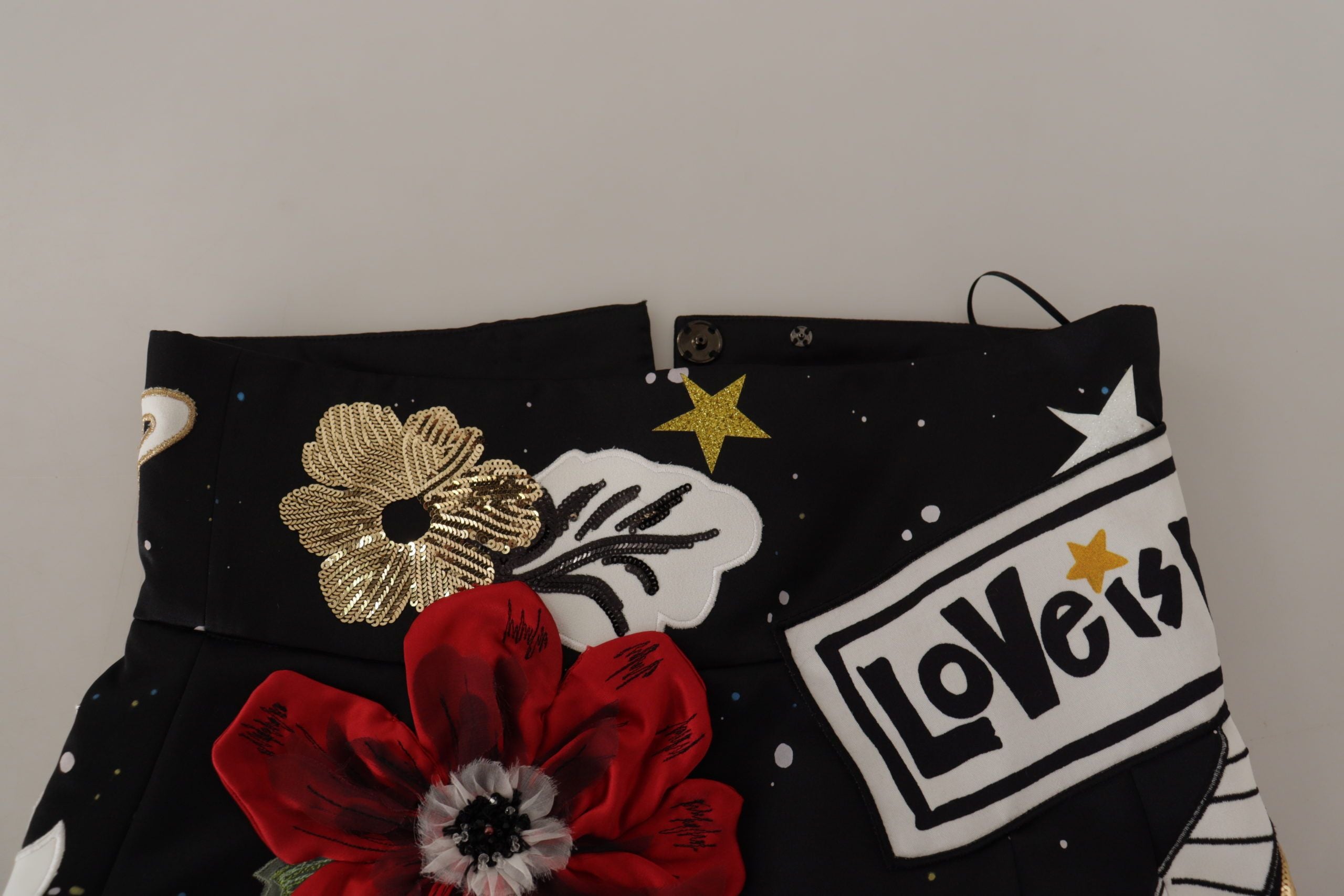 Dolce & Gabbana Black Love Watch Sequin Piano Skirt-4