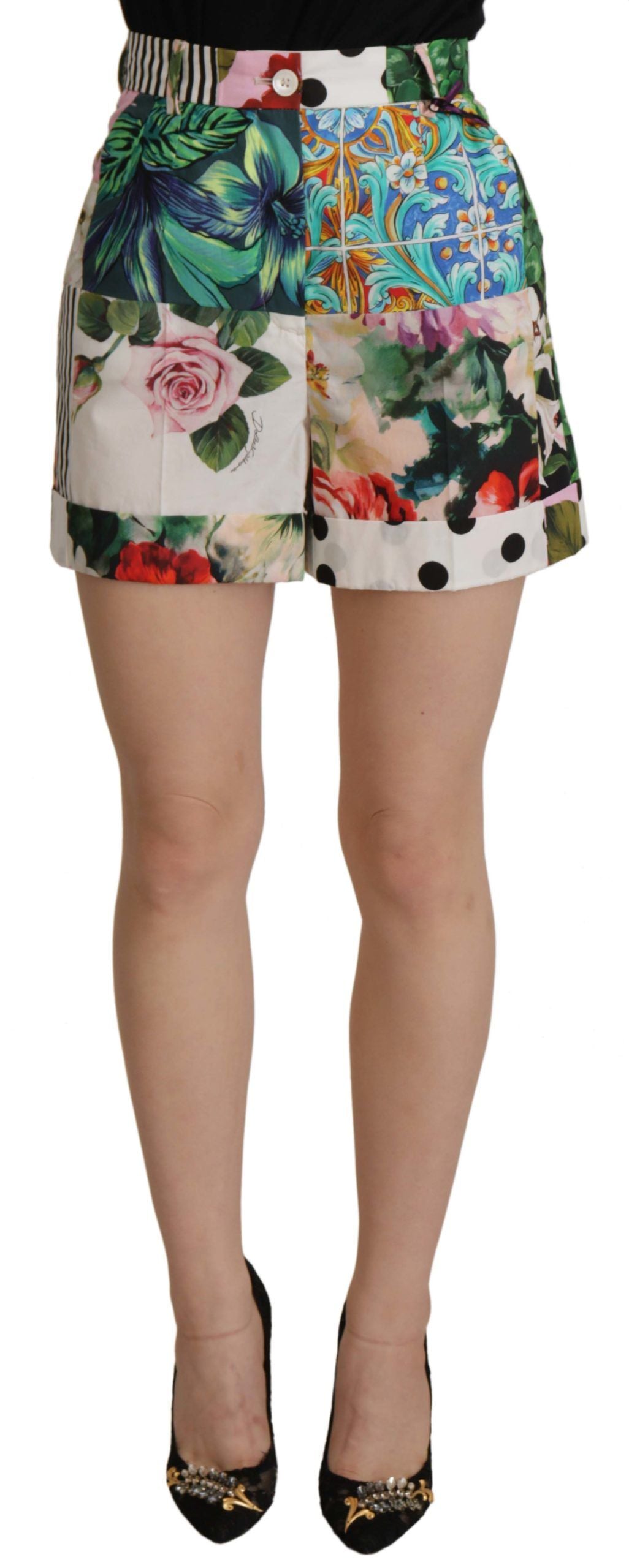 Dolce & Gabbana Multicolor High Waist Hot Pants Shorts-1