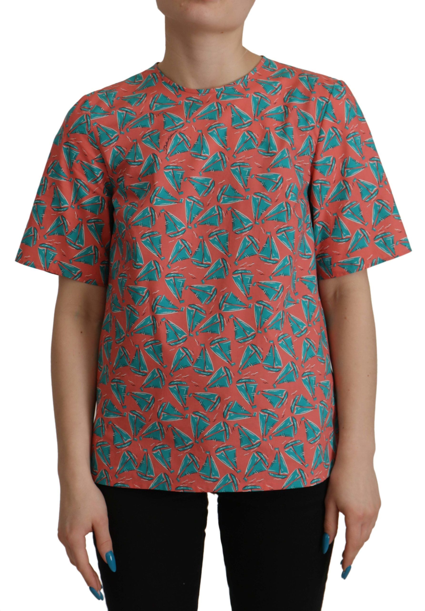 Dolce & Gabbana pink cotton T-shirt with sailboat print-1