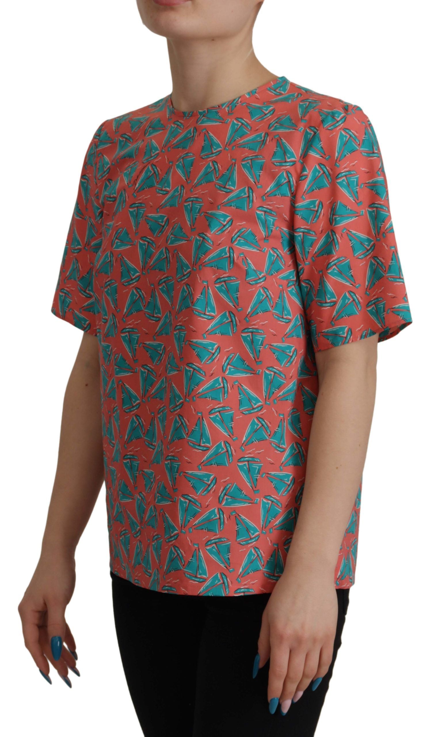 Dolce & Gabbana pink cotton T-shirt with sailboat print-6