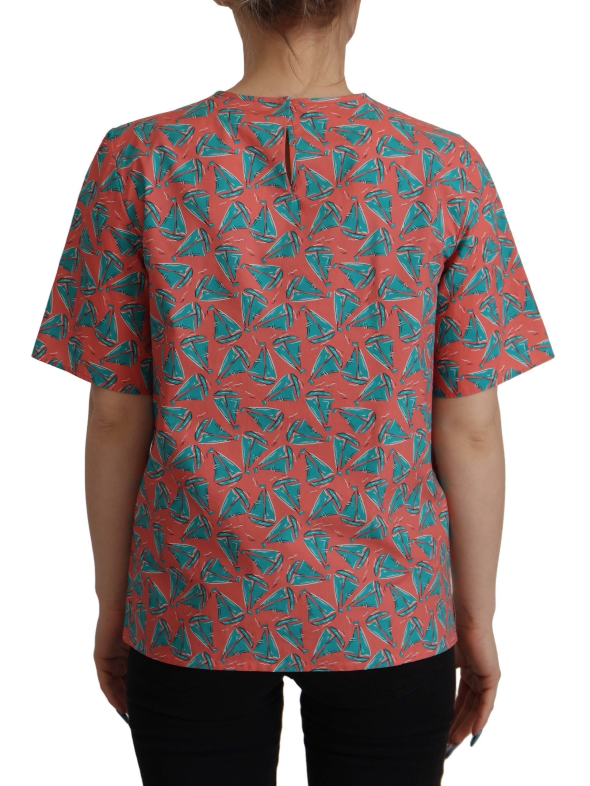 Dolce & Gabbana pink cotton T-shirt with sailboat print-7