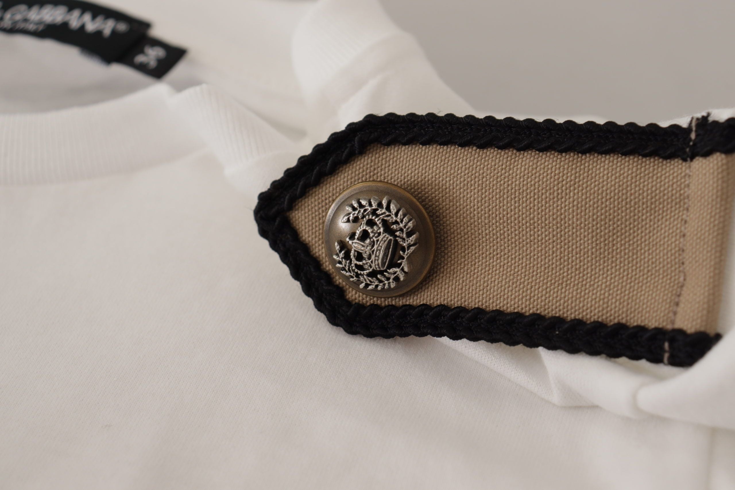 Camiseta de algodón con cuello redondo y rosas blancas y negras de Dolce & Gabbana-5