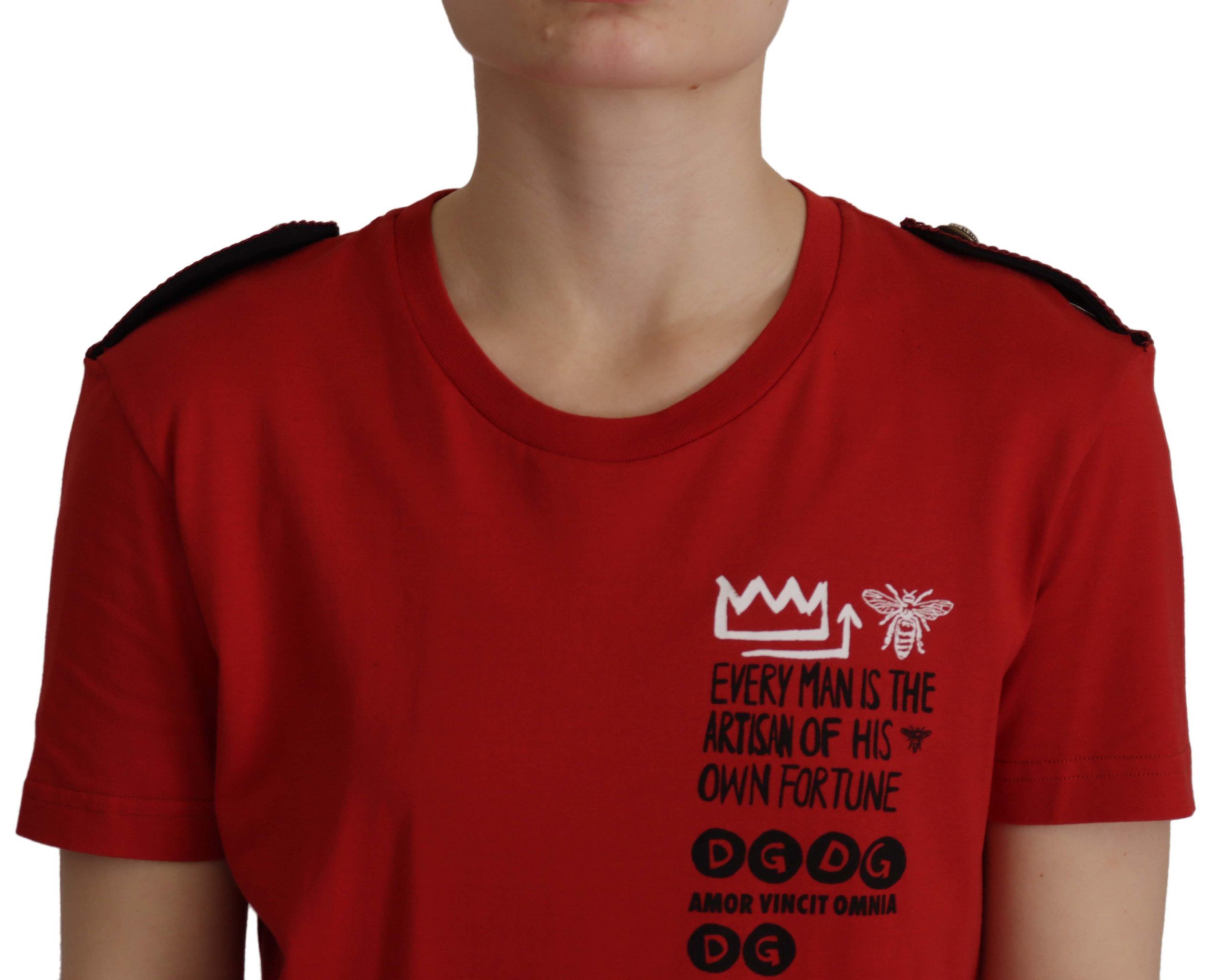 Dolce & Gabbana Red Amor Vincit Omnia T-Shirt with round neck-3