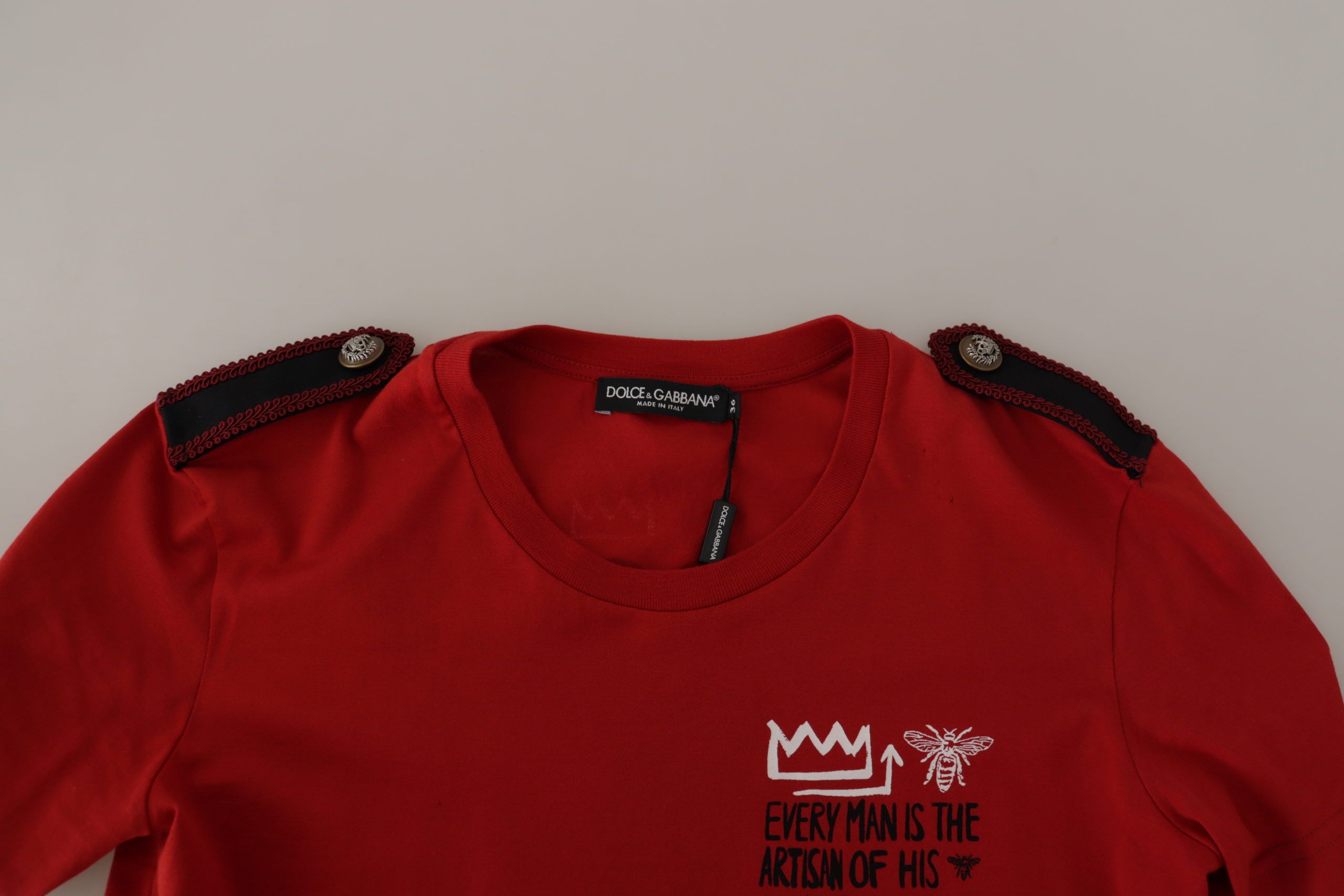 Dolce & Gabbana Red Amor Vincit Omnia T-Shirt with round neck-4