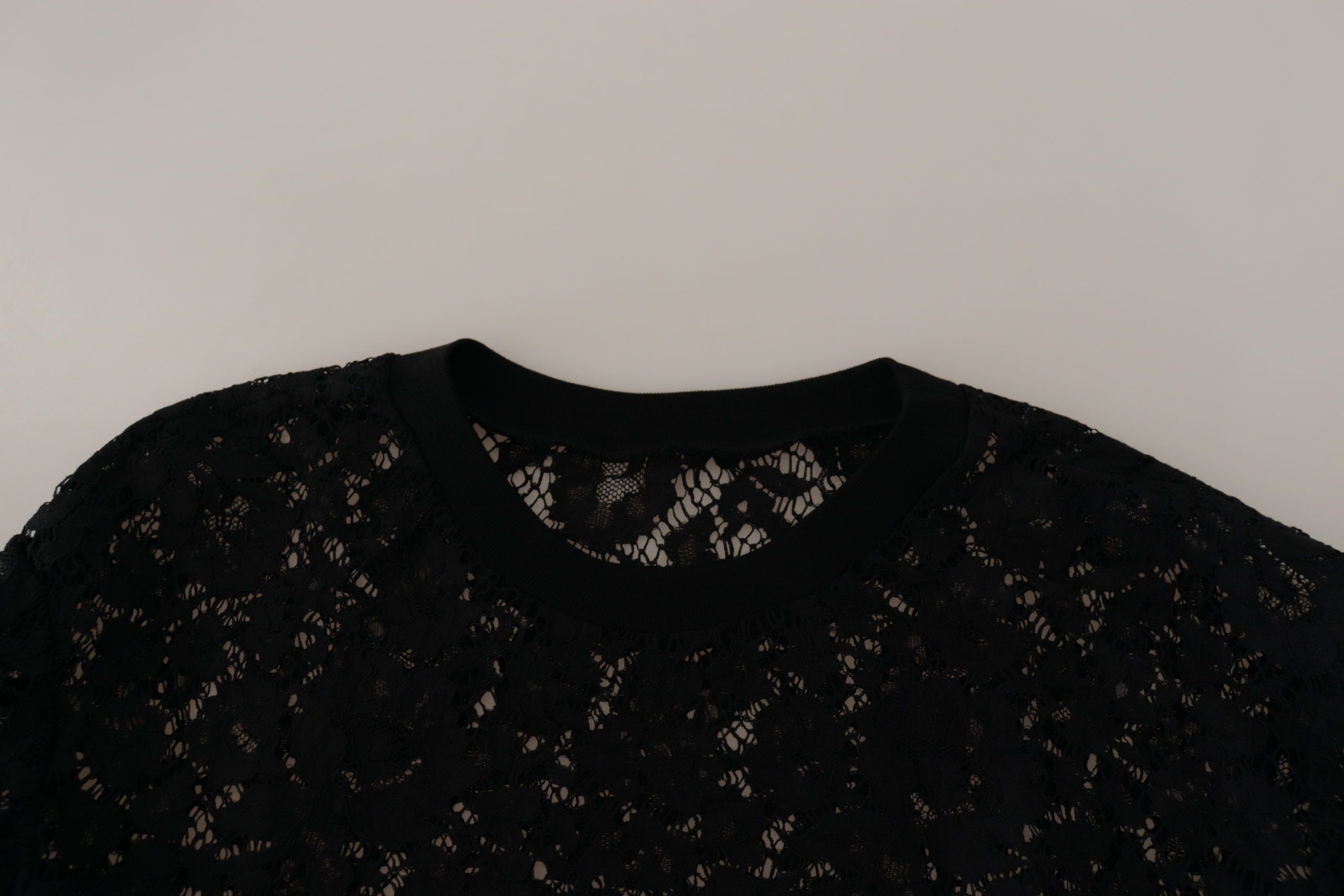 Dolce & Gabbana Black Lace Sweater with Floral Pattern Sicily Blouse-5