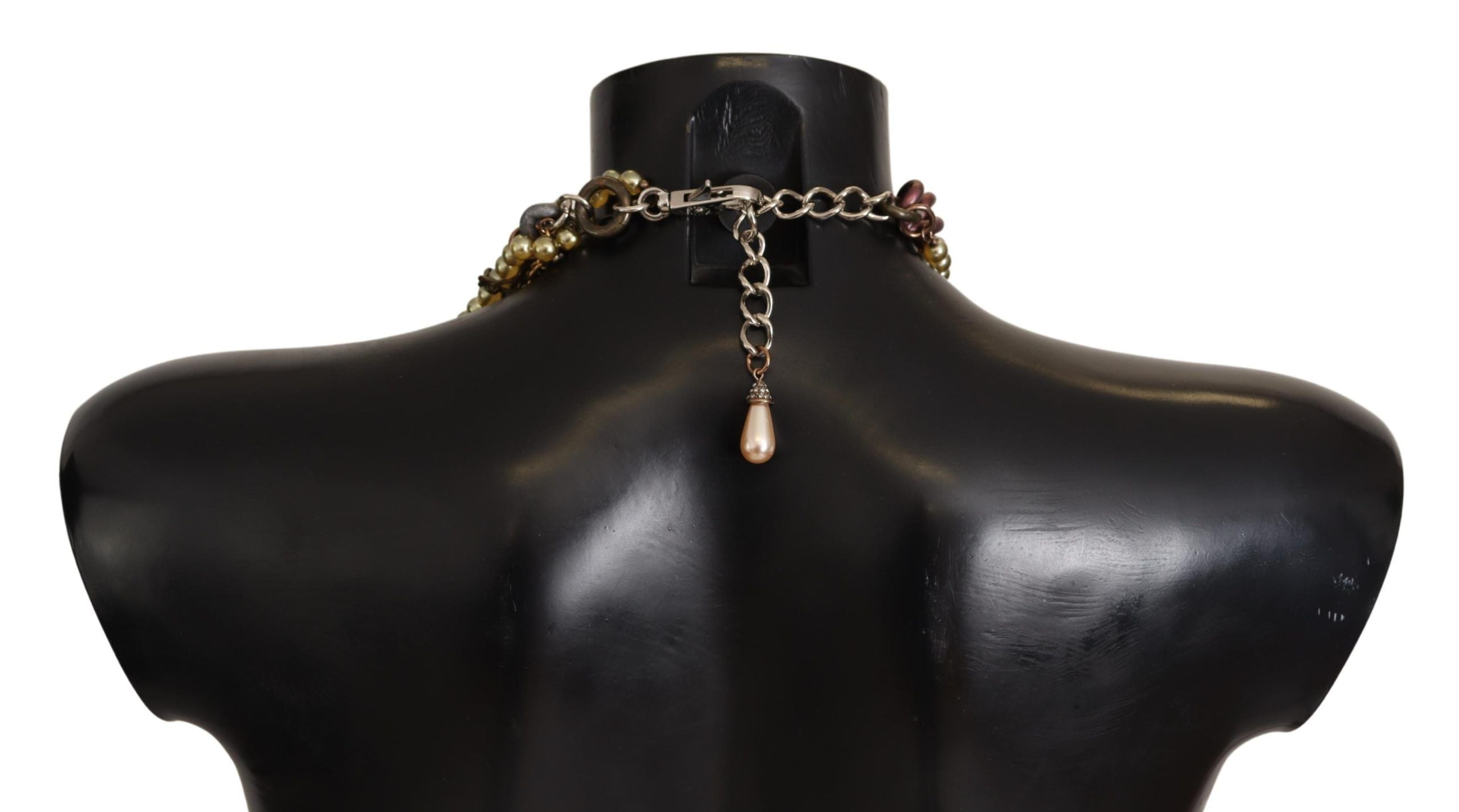 Dolce & Gabbana Gold Brass Sicily Floral Crystal Statement Necklace-2