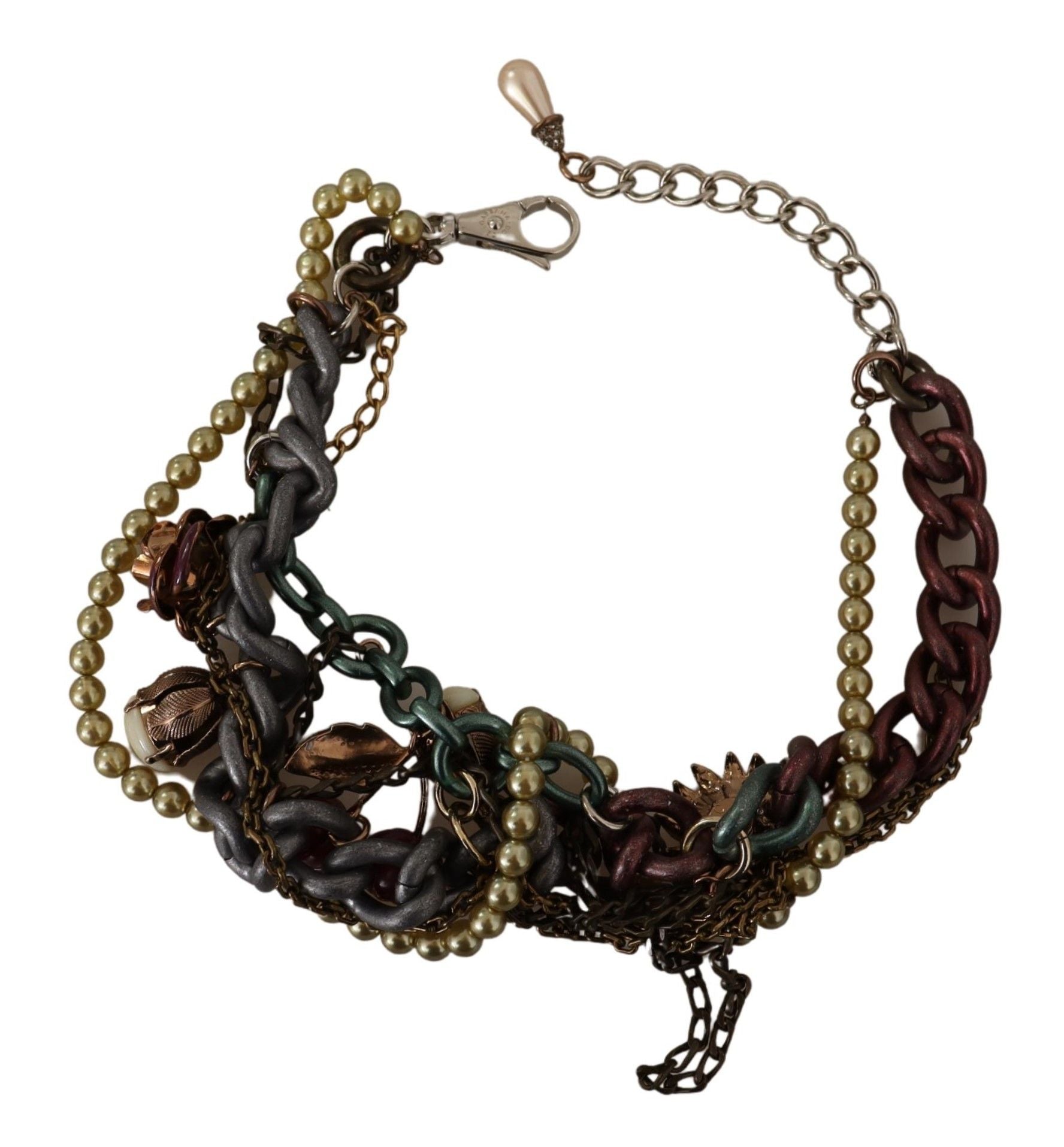 Dolce & Gabbana Gold Brass Sicily Floral Crystal Statement Necklace-4