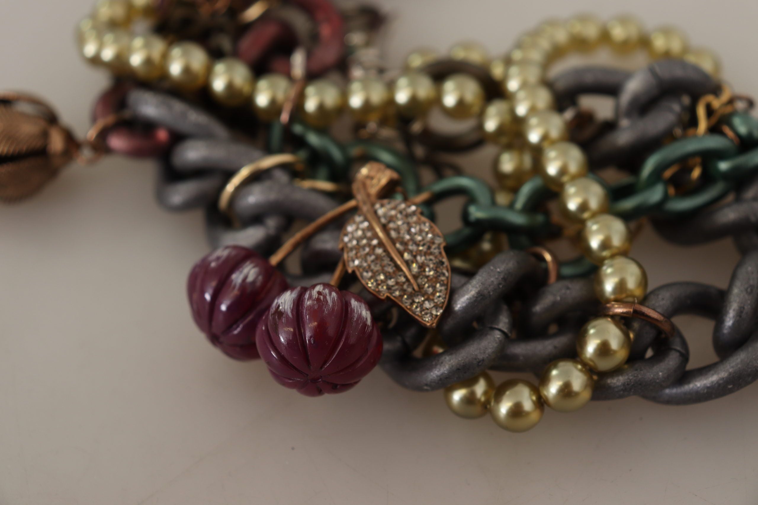 Dolce & Gabbana Gold Brass Sicily Floral Crystal Statement Necklace-6