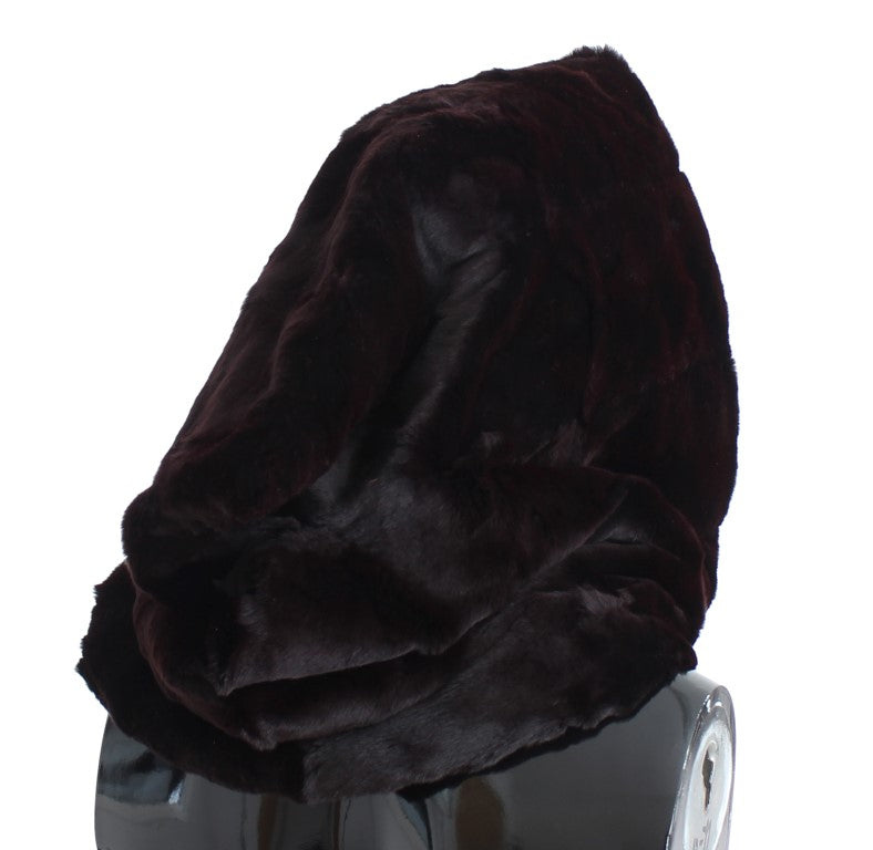 Dolce & Gabbana Lilac Weasel Fur Crochet Hooded Scarf Hat-4
