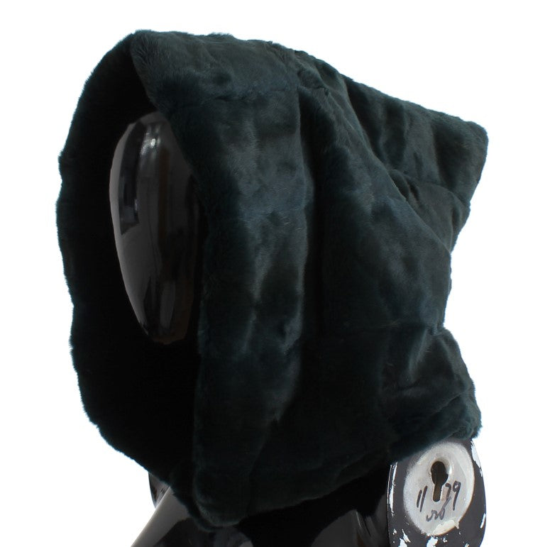 Dolce & Gabbana Green Weasel Fur Crochet Hooded Scarf Hat-3