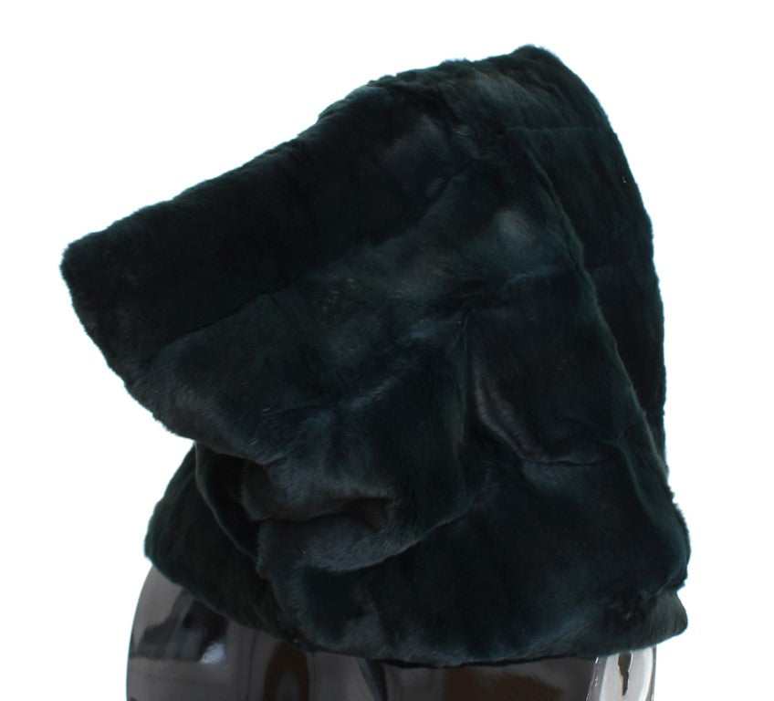 Dolce & Gabbana Green Weasel Fur Crochet Hooded Scarf Hat-4