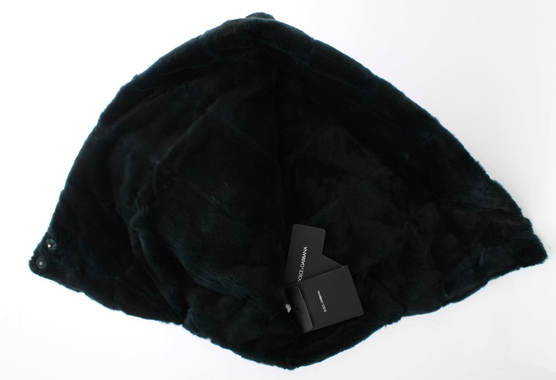 Dolce & Gabbana Green Weasel Fur Crochet Hooded Scarf Hat-6