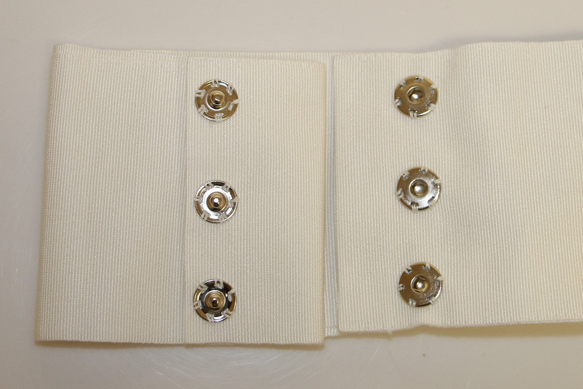 Dolce & Gabbana White Crystal Brass Wide Waist Belt Runway-5