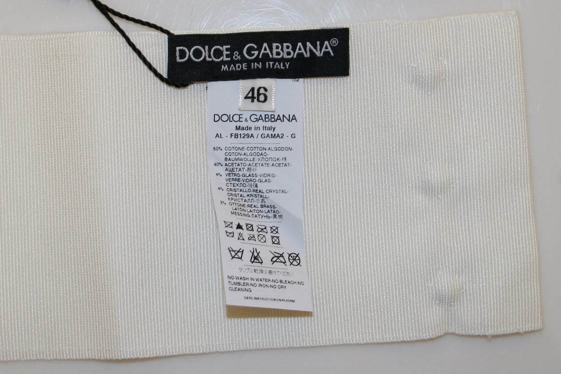 Dolce & Gabbana White Crystal Brass Wide Waist Belt Runway-6