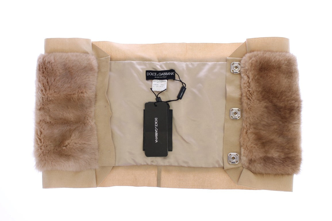 Dolce & Gabbana Beige MINK Fur Scarf Foulard Neck Wrap-3