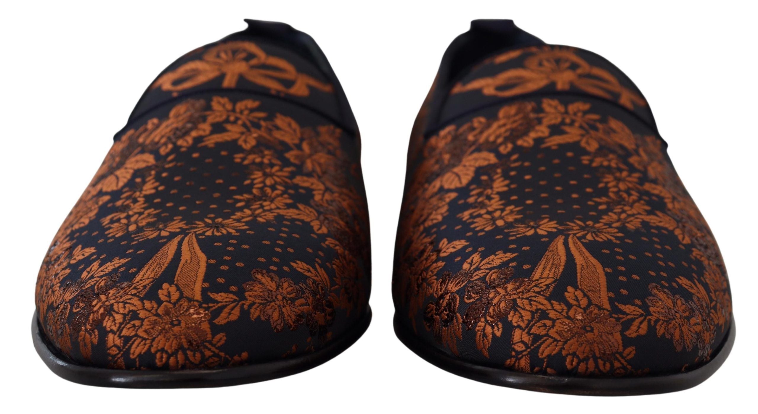 Dolce & Gabbana Blue Rust Floral Slippers Loafers Shoes-2