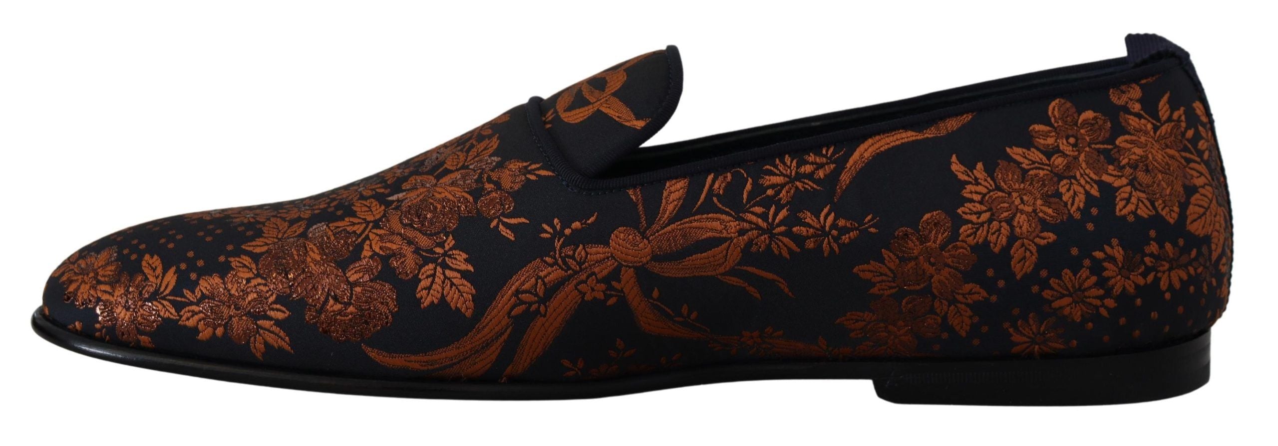 Dolce & Gabbana Blue Rust Floral Slippers Loafers Shoes-5