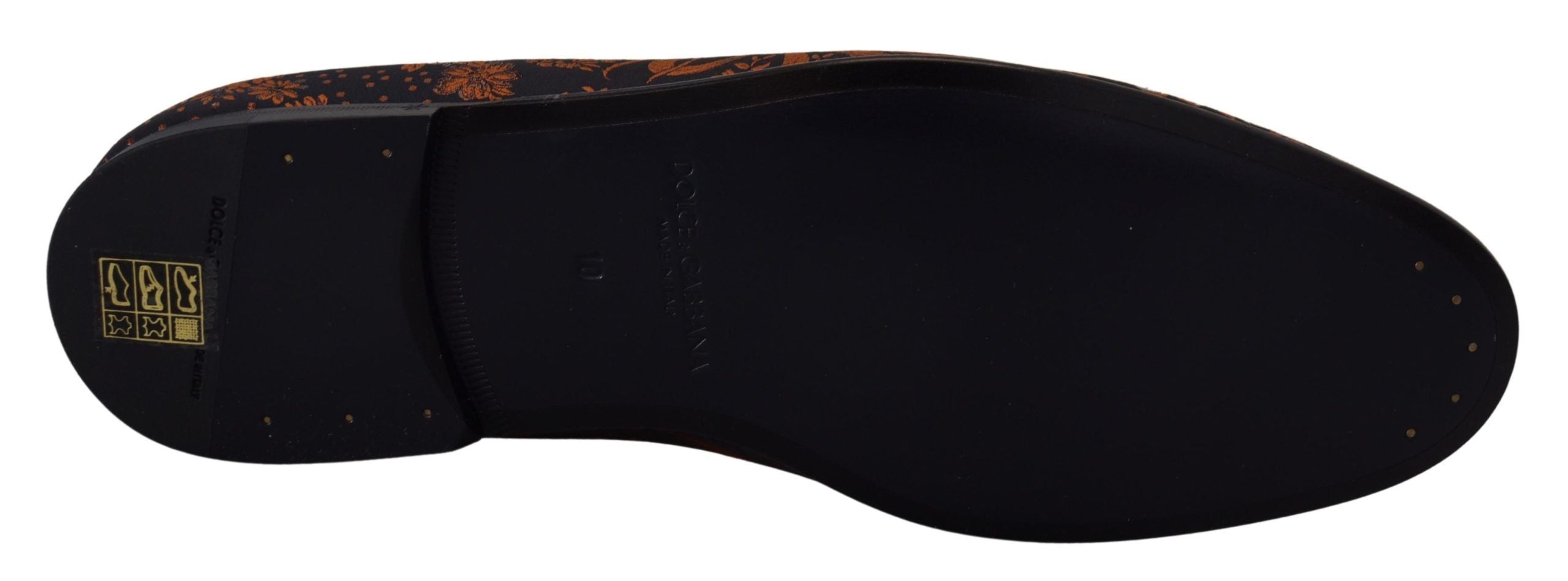 Dolce & Gabbana Blue Rust Floral Slippers Loafers Shoes-7
