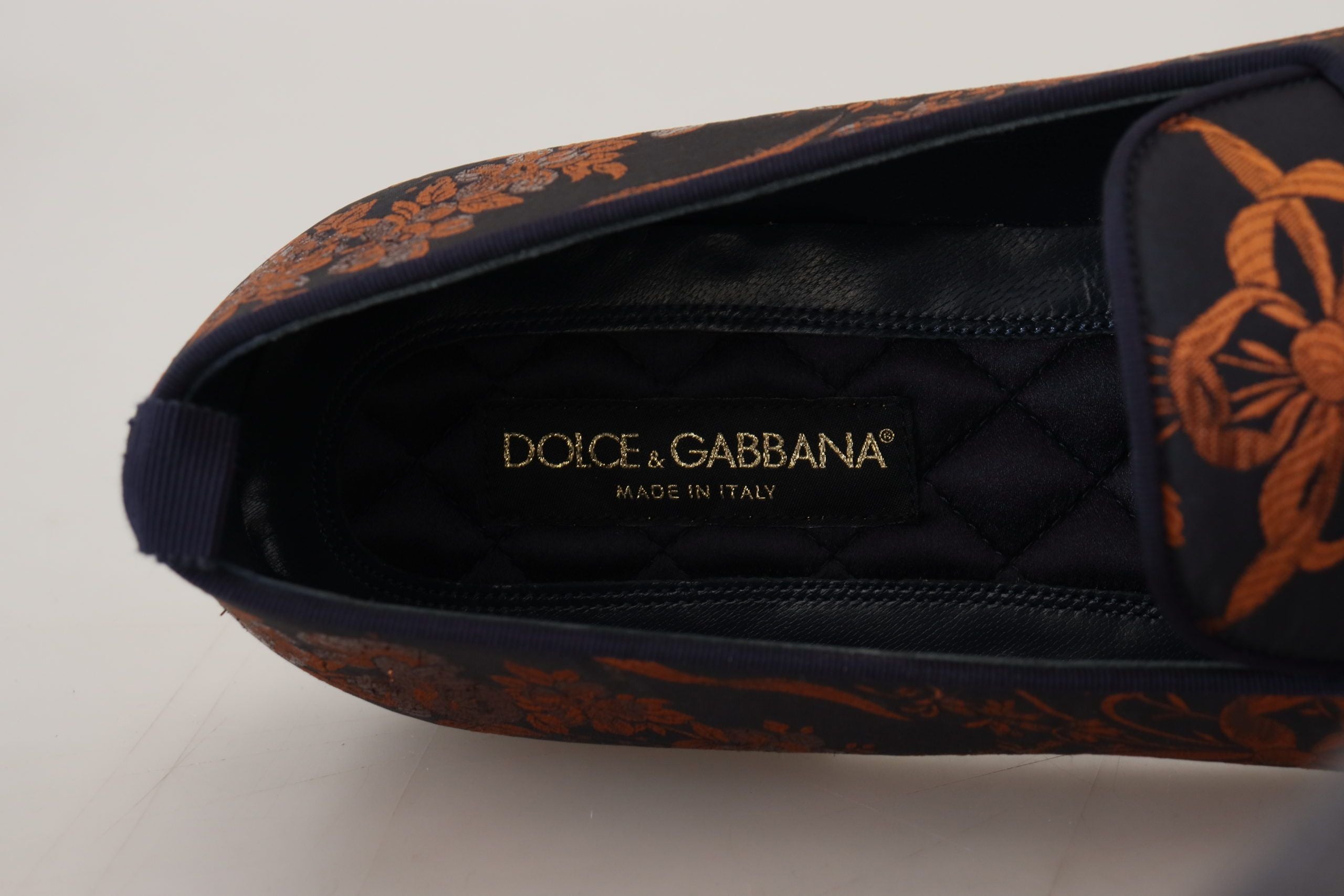 Dolce & Gabbana Blue Rust Floral Slippers Loafers Shoes-8