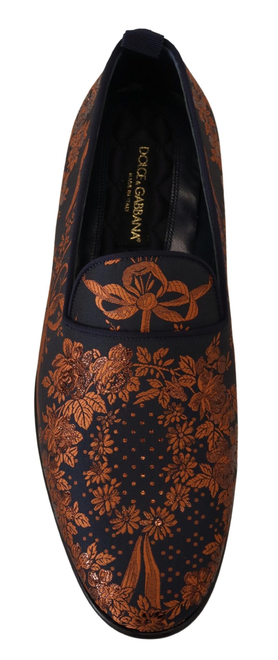 Dolce & Gabbana Blue Rust Floral Slippers Loafers Shoes-6