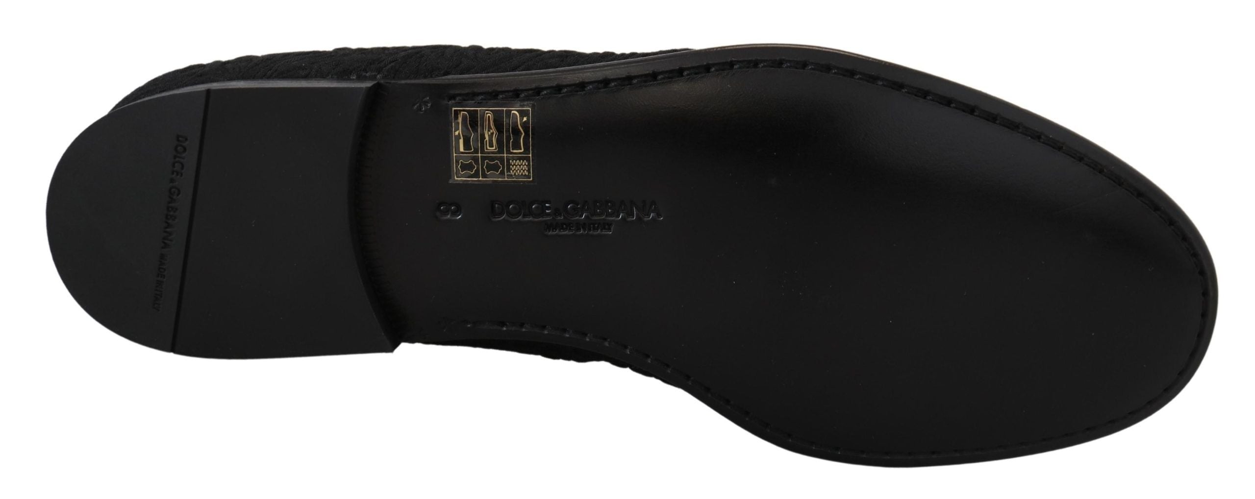 Dolce & Gabbana Black Floral Jacquard Slippers Loafers Shoes-7