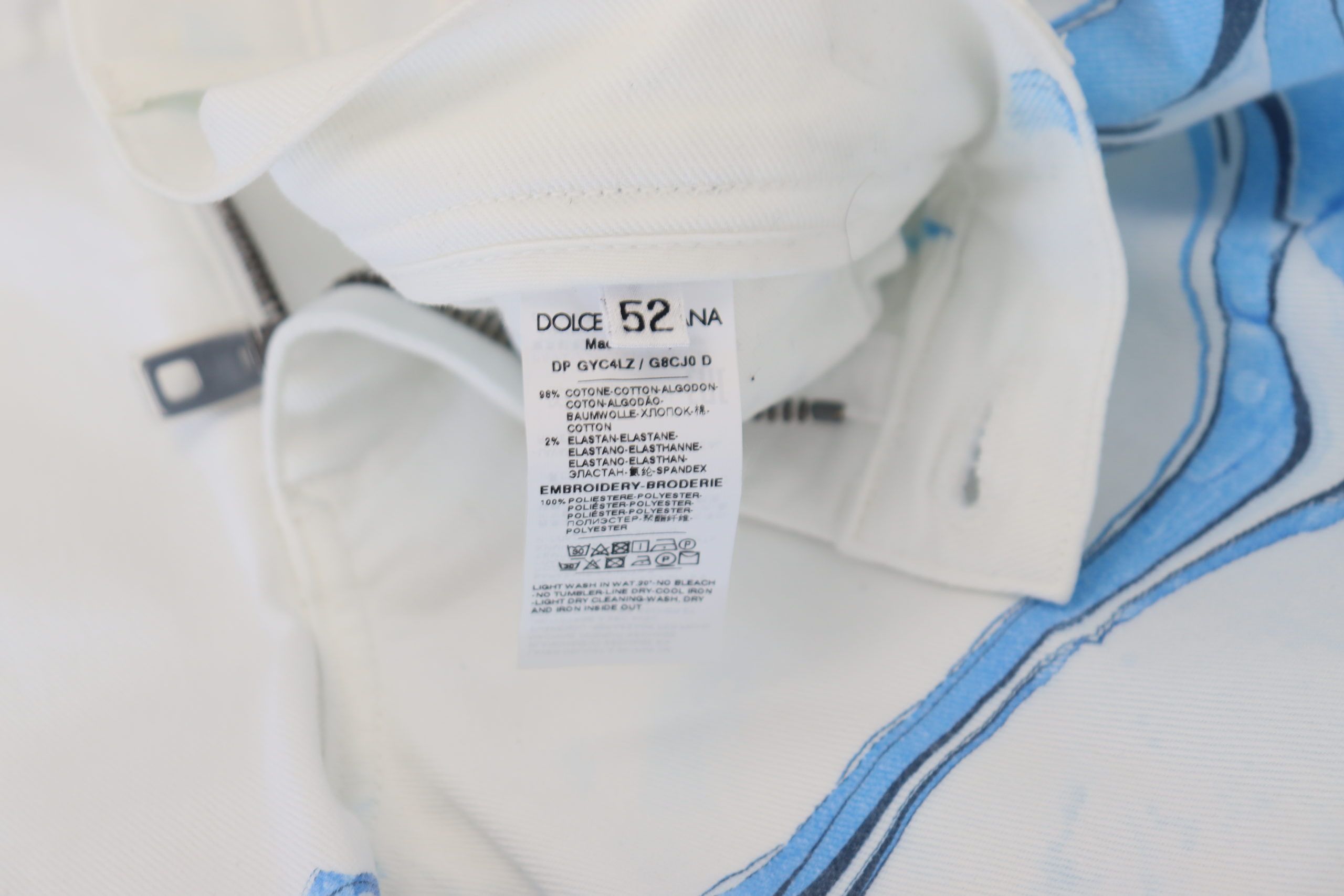 Dolce & Gabbana White Blue Denim Cotton Jeans Stretch Skinny Fit Trousers-5