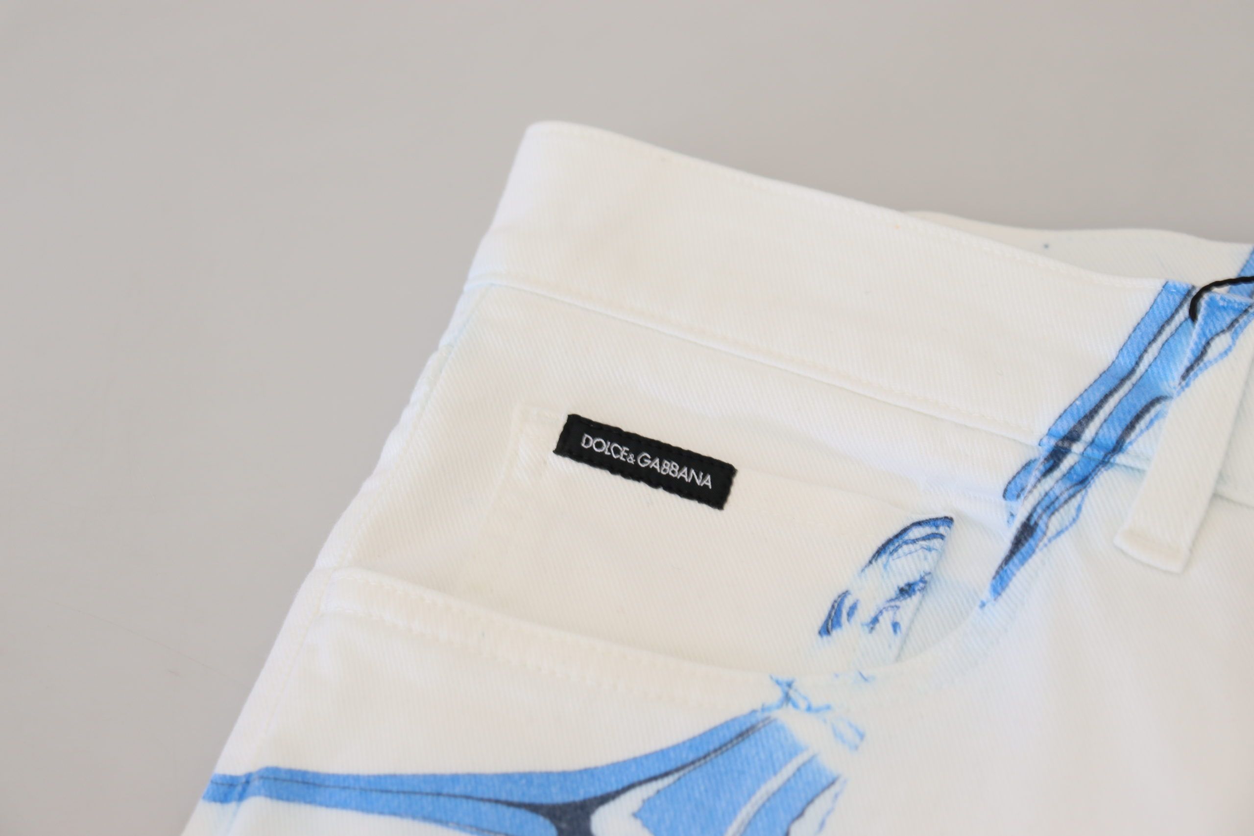 Dolce & Gabbana White Blue Denim Cotton Jeans Stretch Skinny Fit Trousers-7
