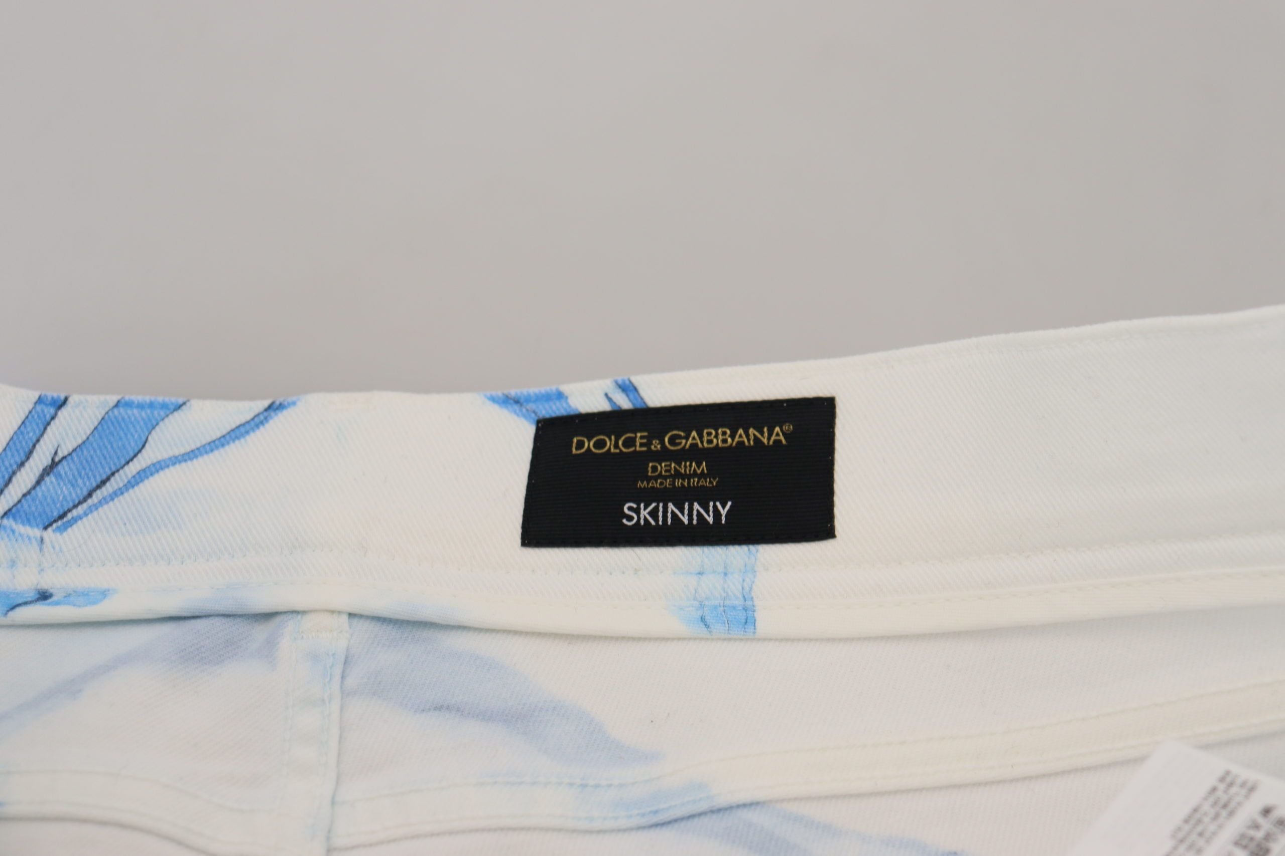 Dolce & Gabbana White Blue Denim Cotton Jeans Stretch Skinny Fit Trousers-8