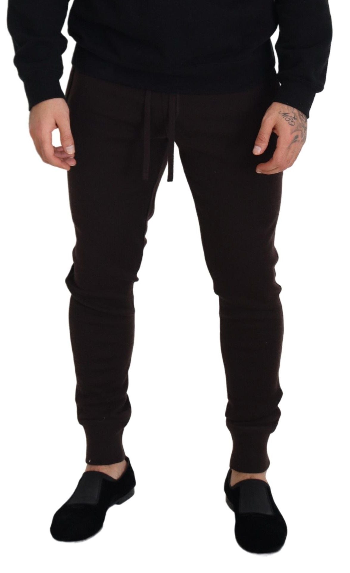 Dolce & Gabbana Brown Cashmere Trousers Drawstring Trousers-3
